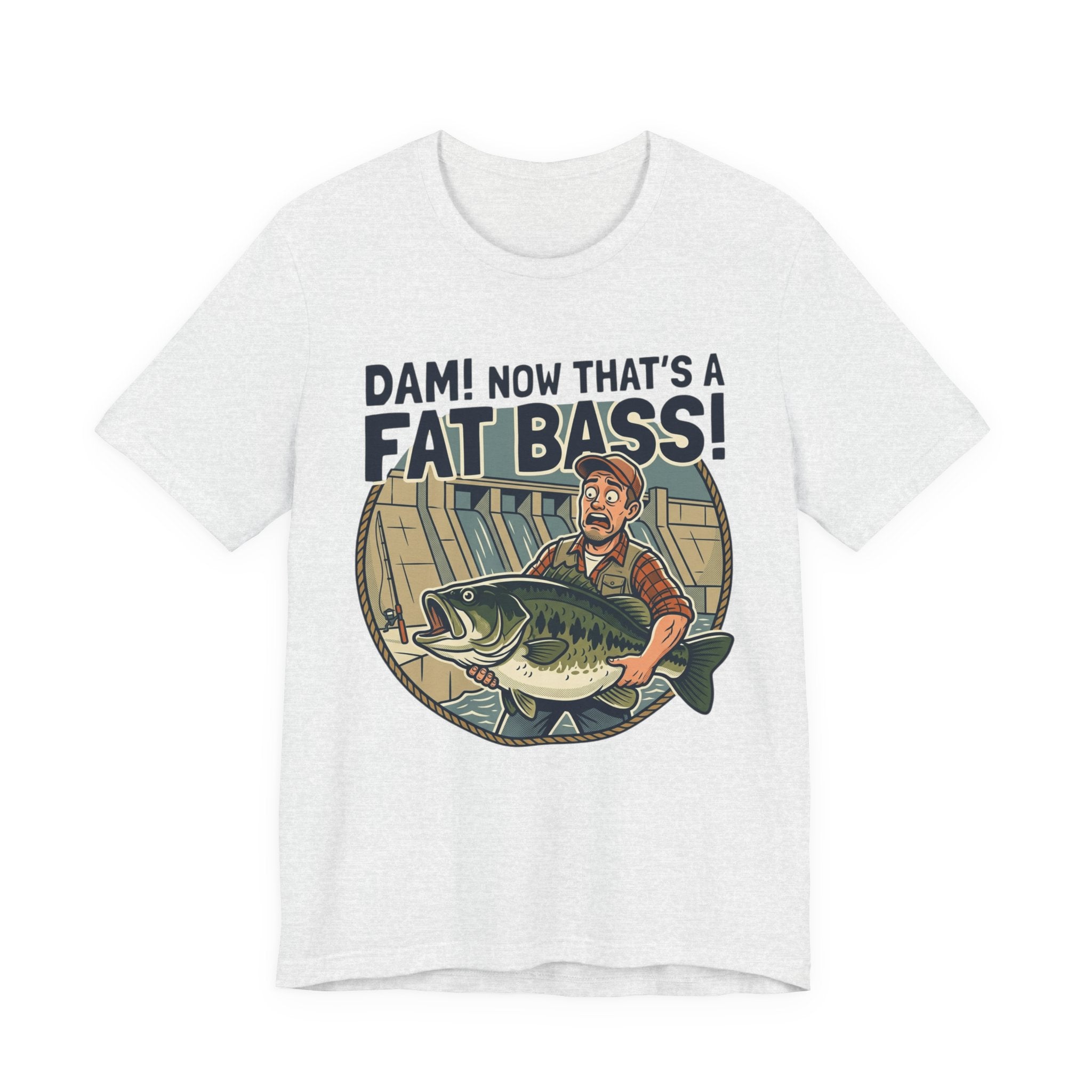 Fishing T‑Shirt – "Dam! Now That’s a Fat Bass!" Retro Angler Tee
