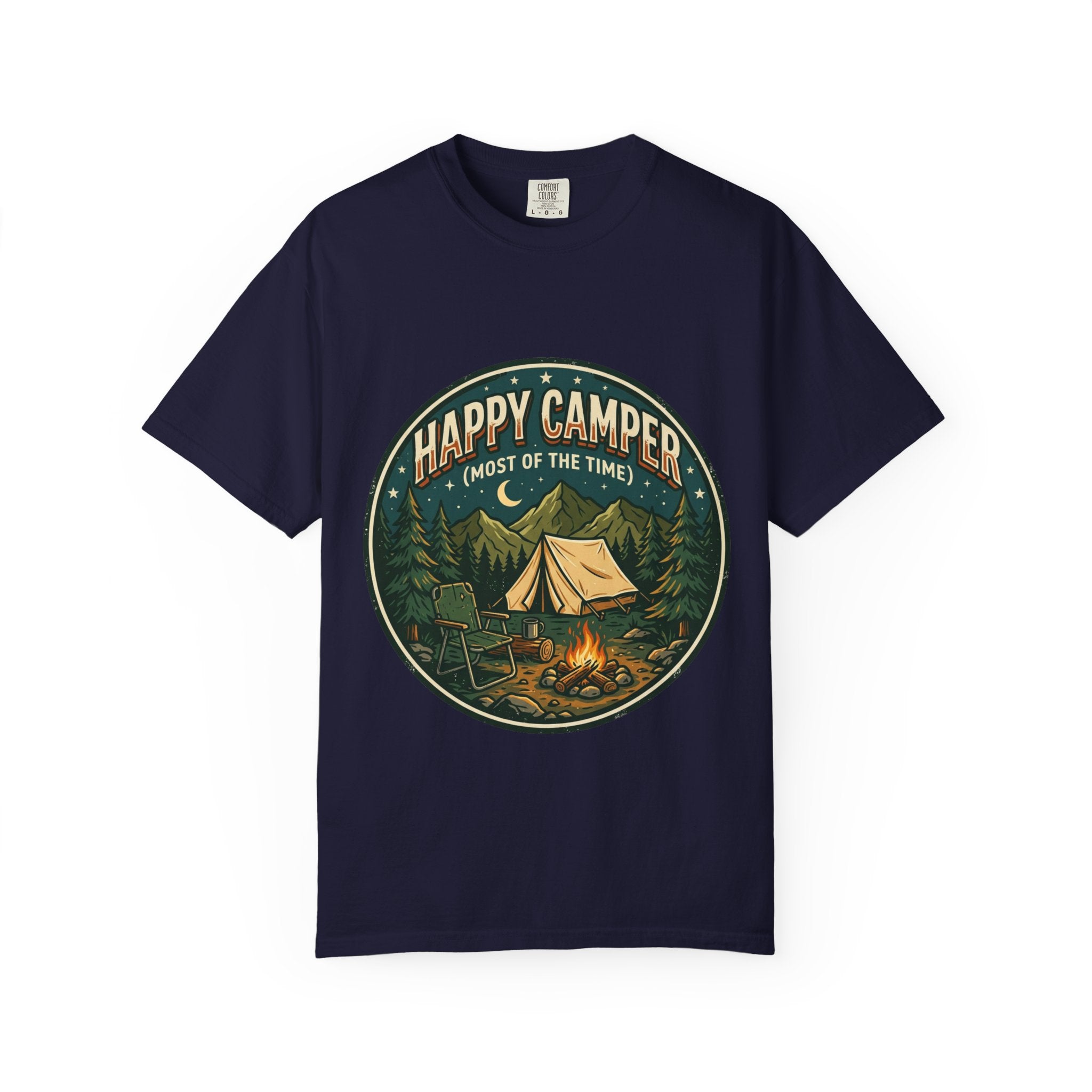 Happy Camper T-Shirt — Campfire Tent Graphic Tee
