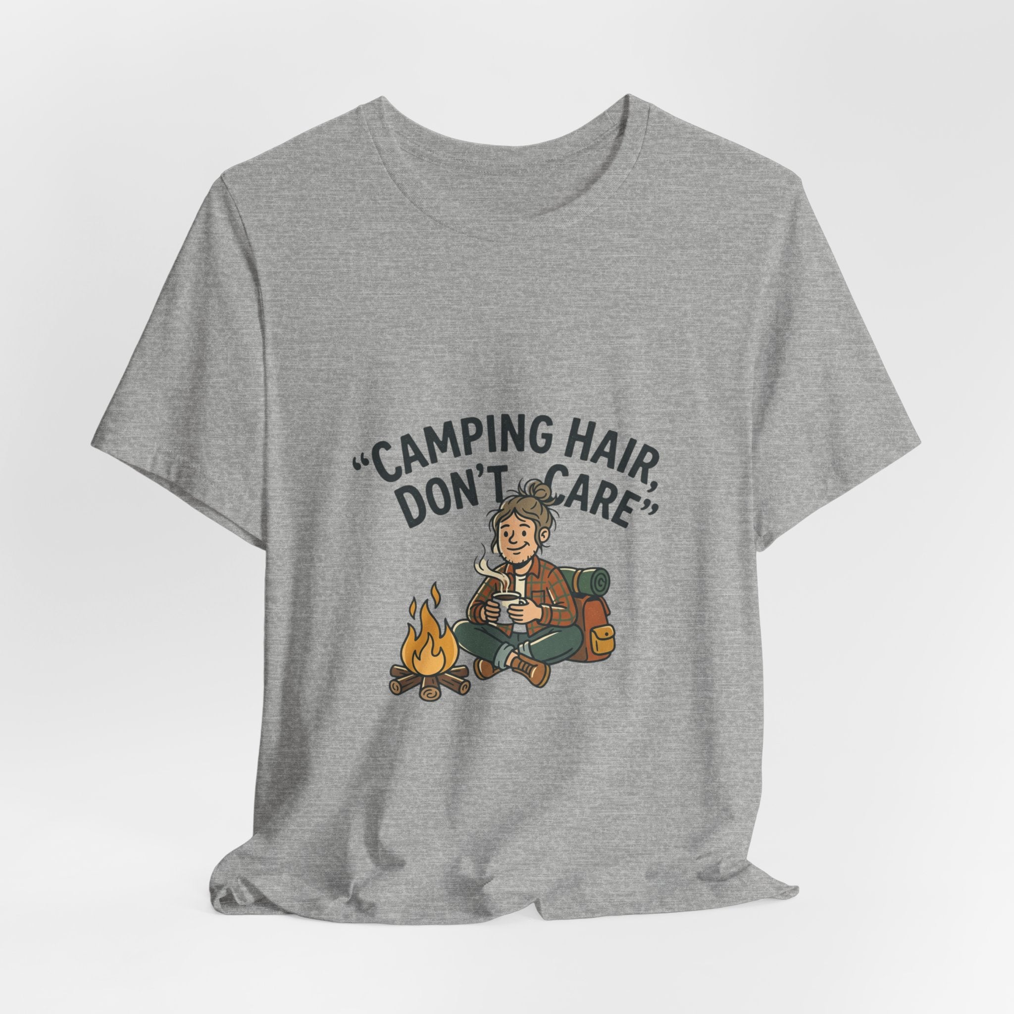 Camping Hair Don't Care T-Shirt - Funny Camper Graphic Tee for Outdoor Lovers