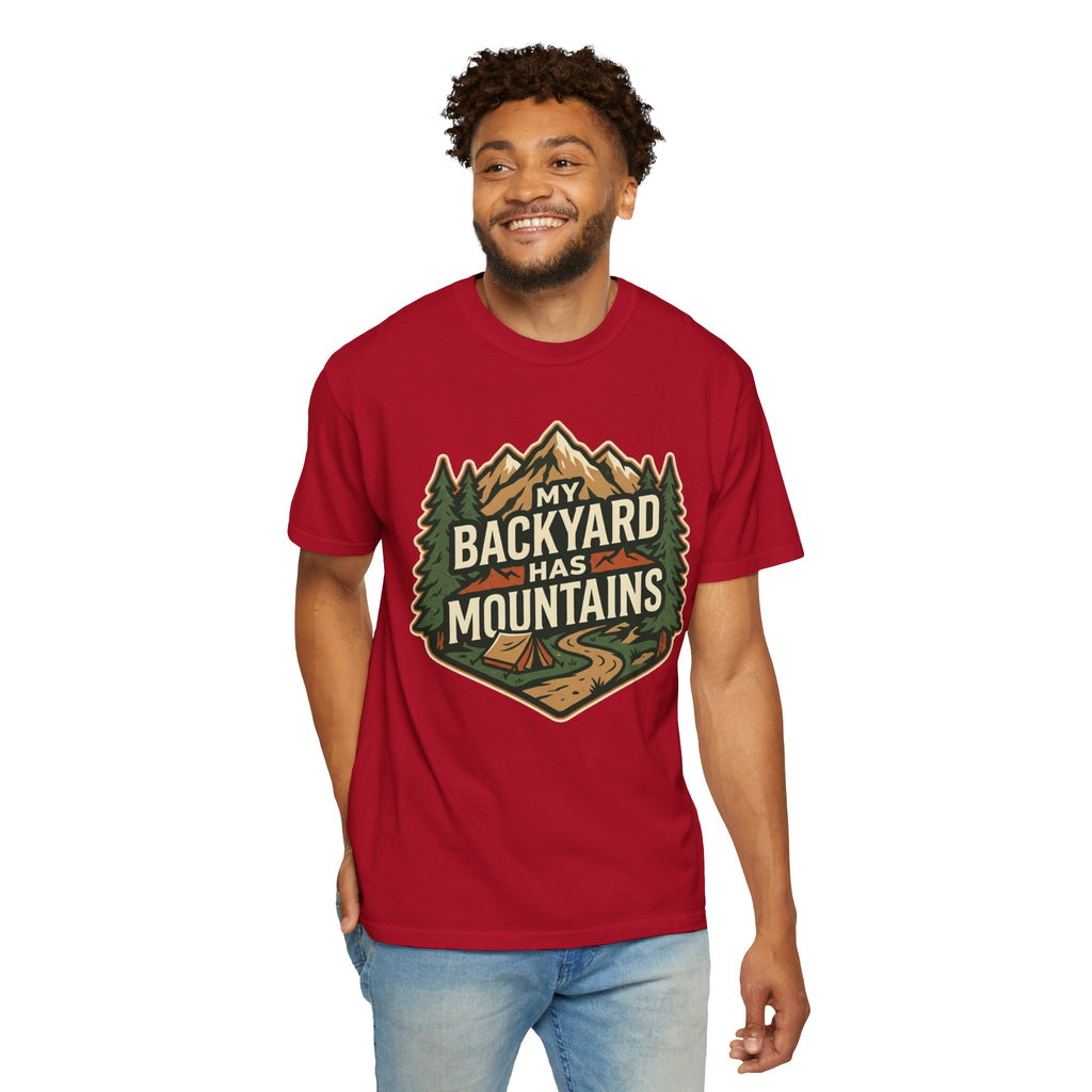 My Backyard Has Mountains T-Shirt — Outdoor Camping Graphic Tee