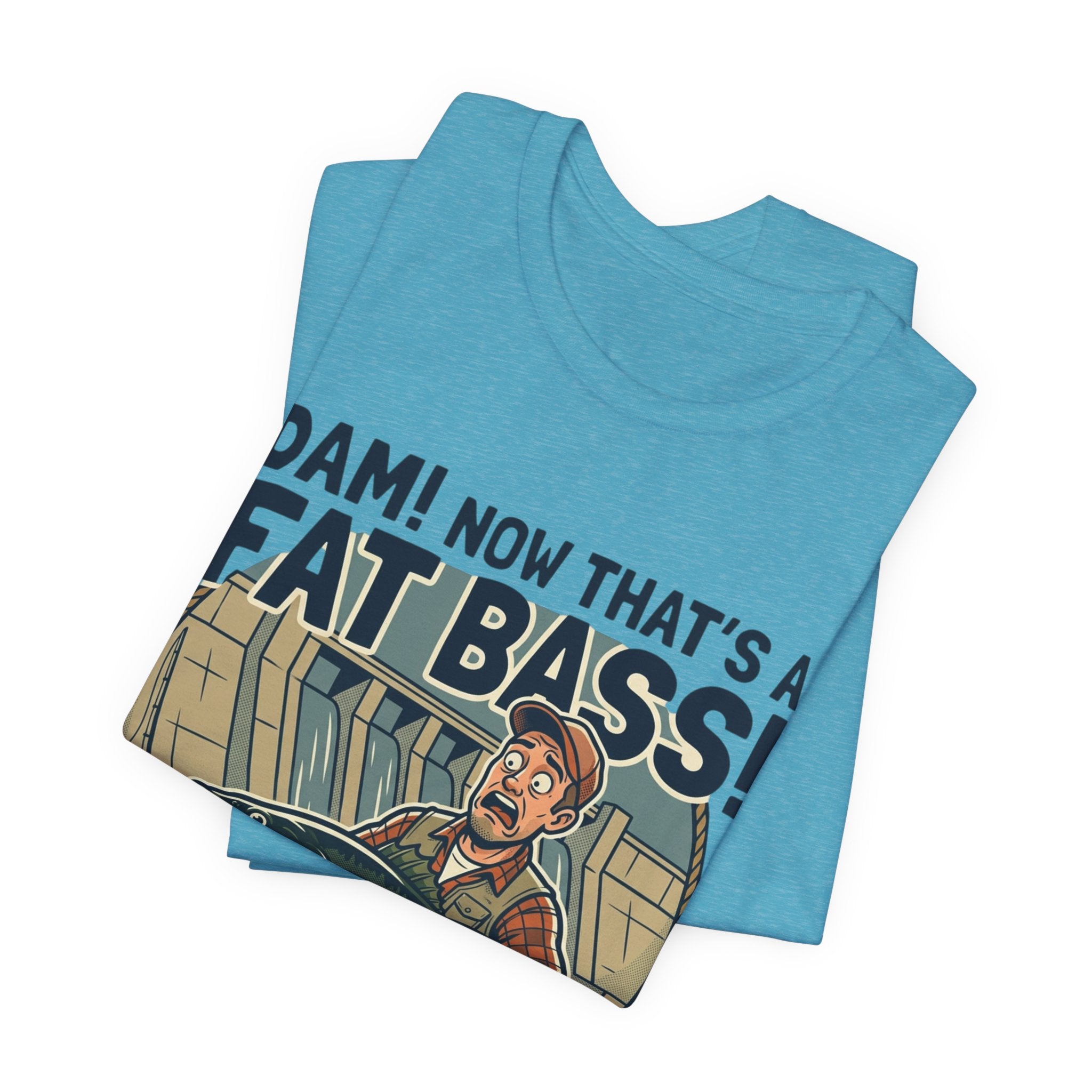 Fishing T‑Shirt – "Dam! Now That’s a Fat Bass!" Retro Angler Tee