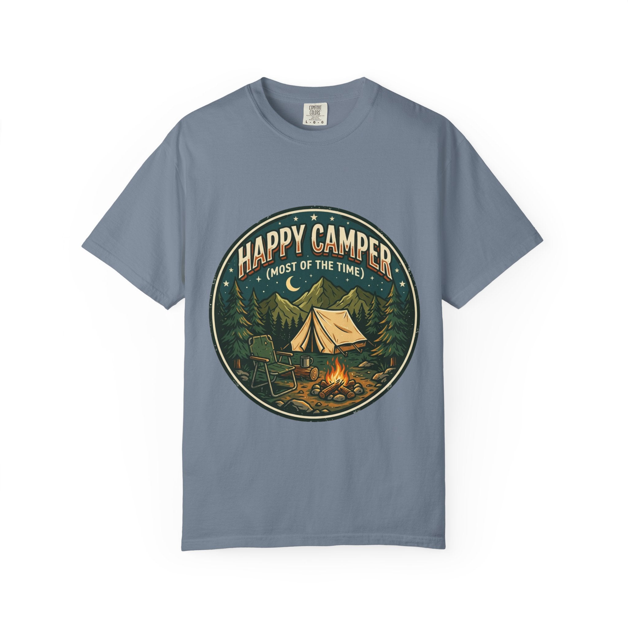 Happy Camper T-Shirt — Campfire Tent Graphic Tee