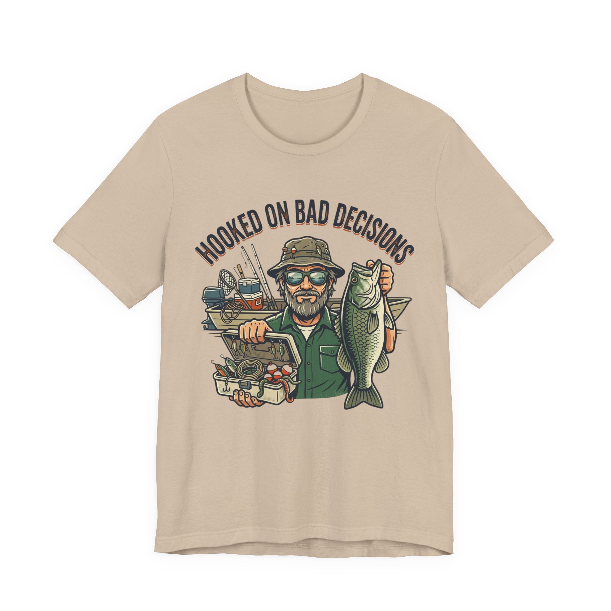Fishing T-Shirt – "Hooked on Bad Decisions" Humorous Angler Tee