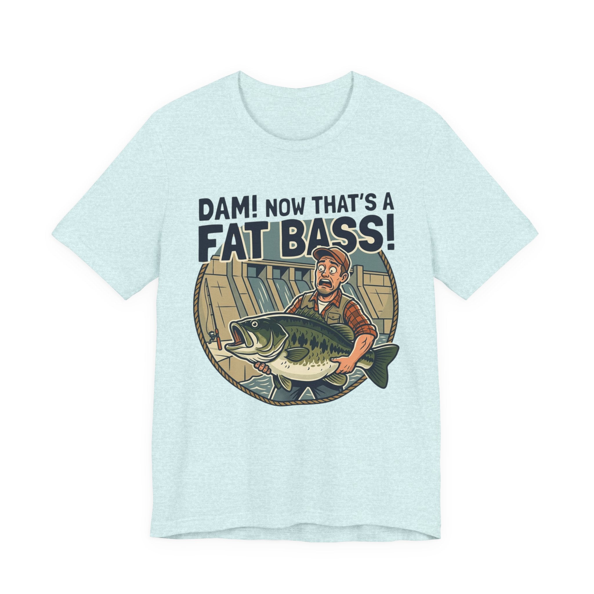 Fishing T‑Shirt – "Dam! Now That’s a Fat Bass!" Retro Angler Tee