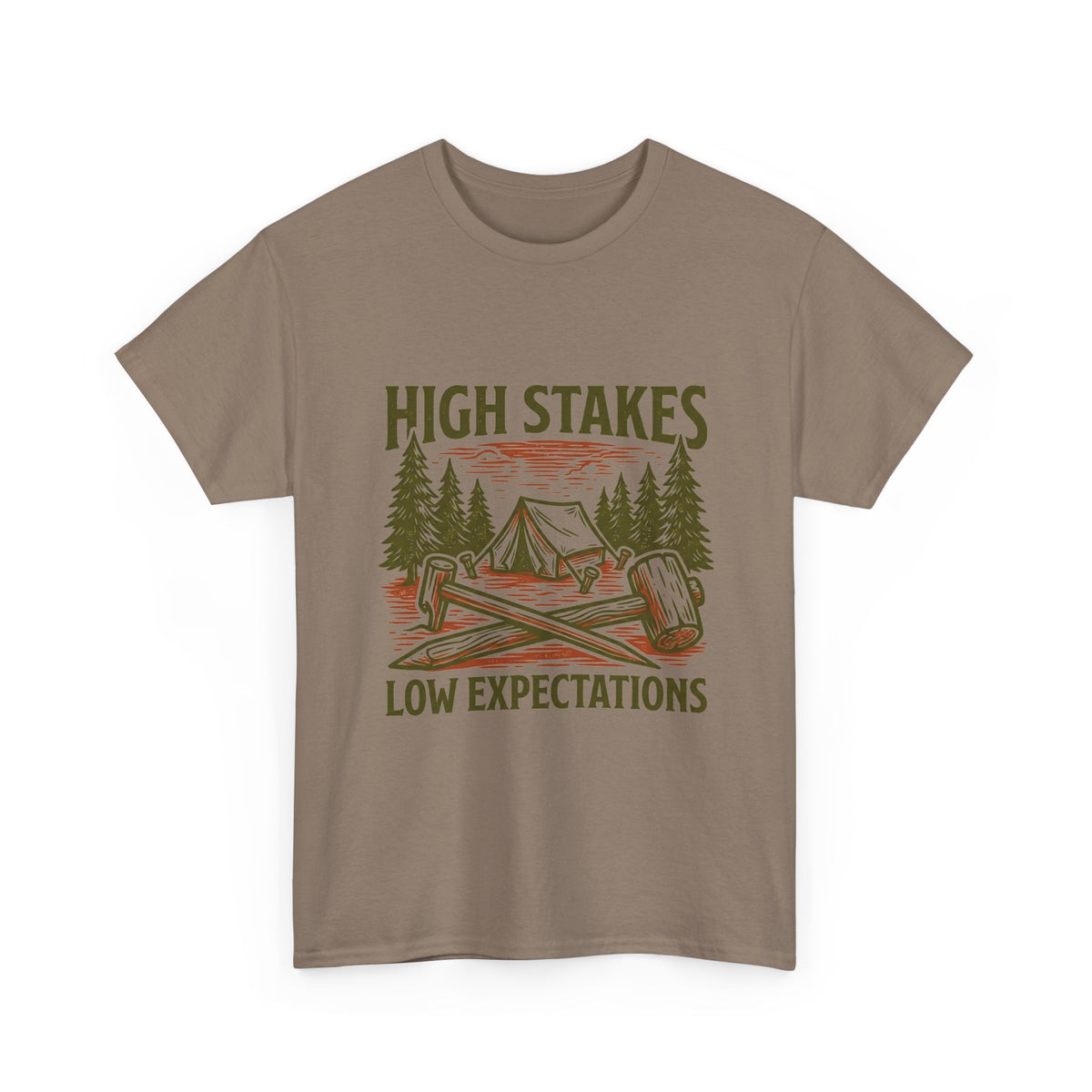 High Stakes, Low Expectations Camping T-Shirt