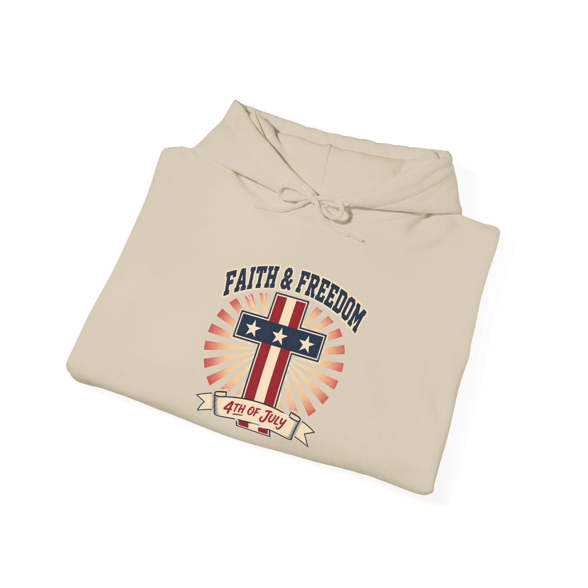 Faith & Freedom Retro Patriotic Hoodie | faith-based July 4th liberty