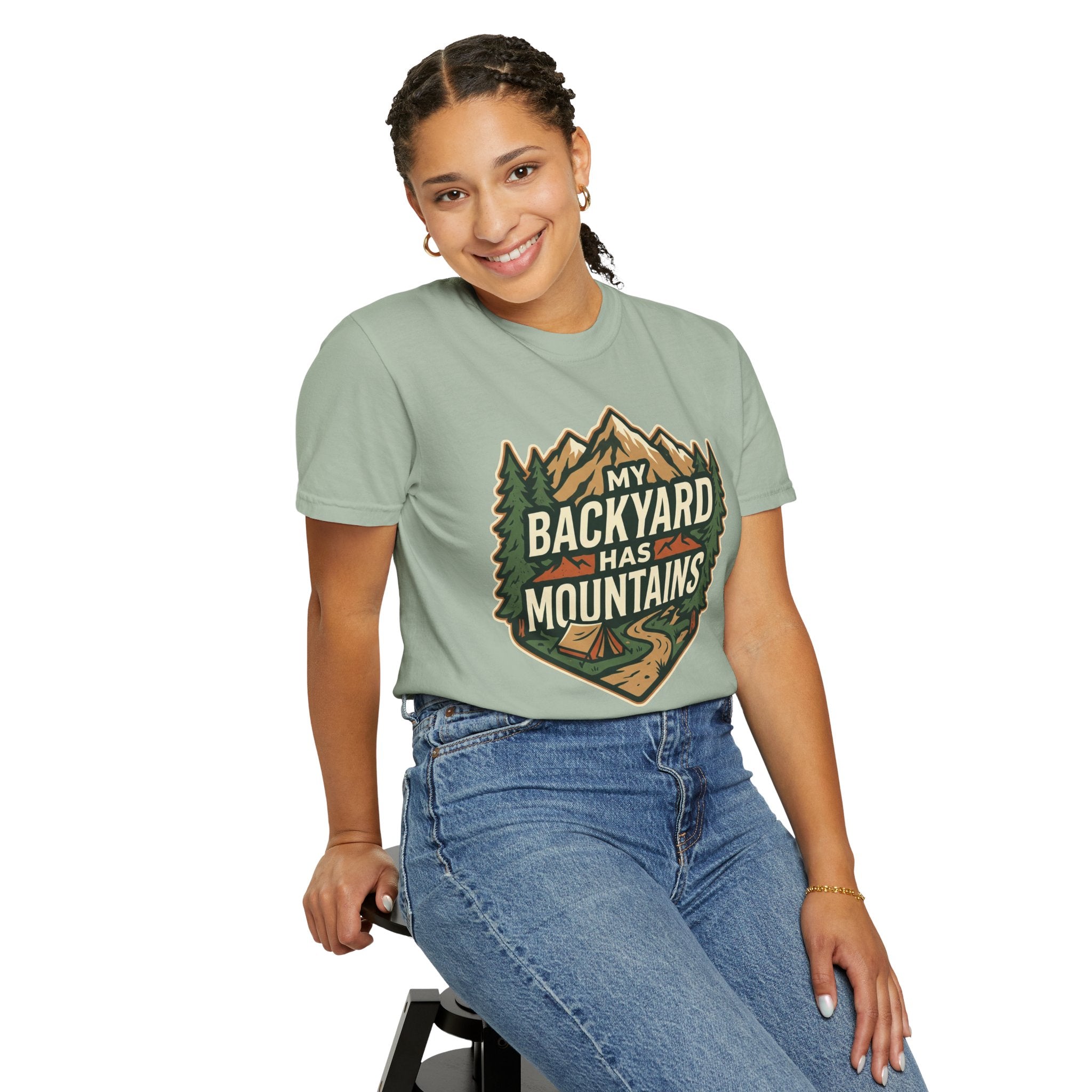 My Backyard Has Mountains T-Shirt — Outdoor Camping Graphic Tee