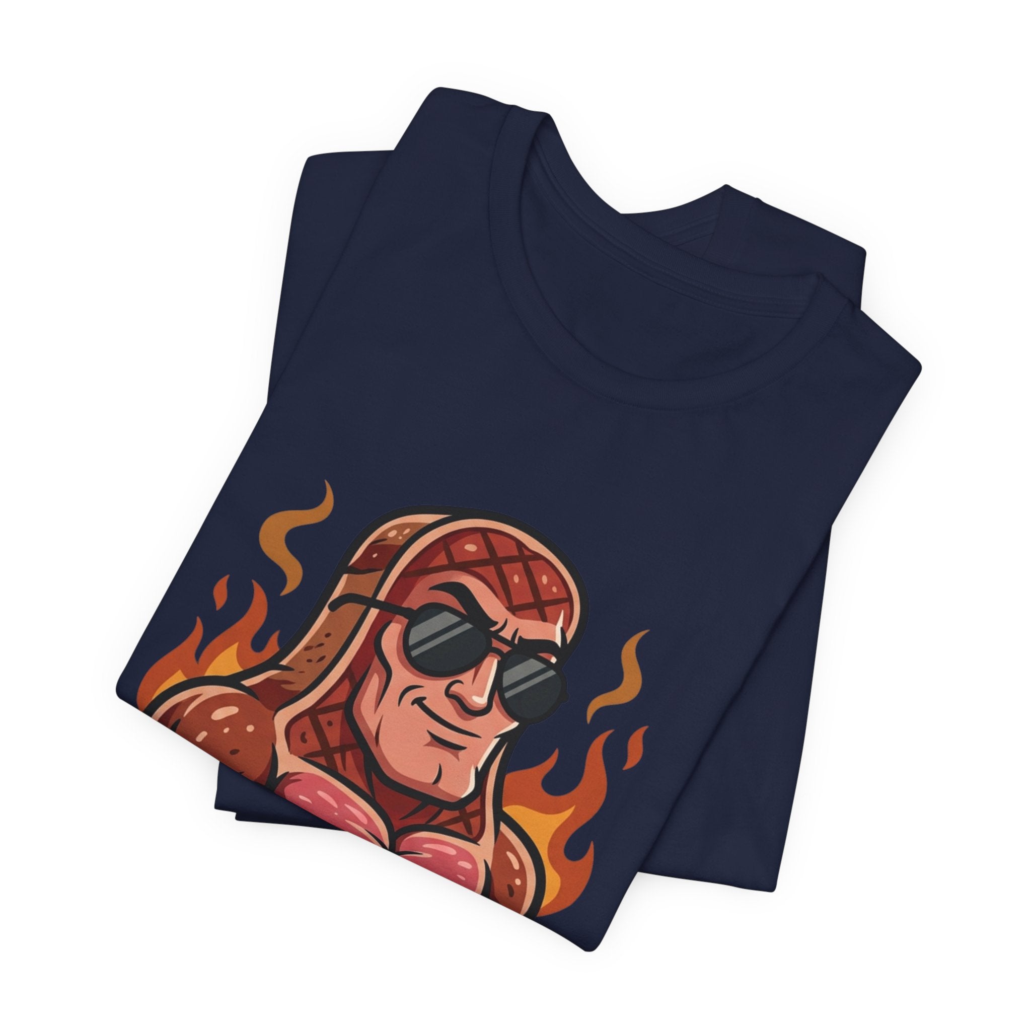 Grillin' Muscle Steak T-Shirt — Funny BBQ Meat Mascot Tee