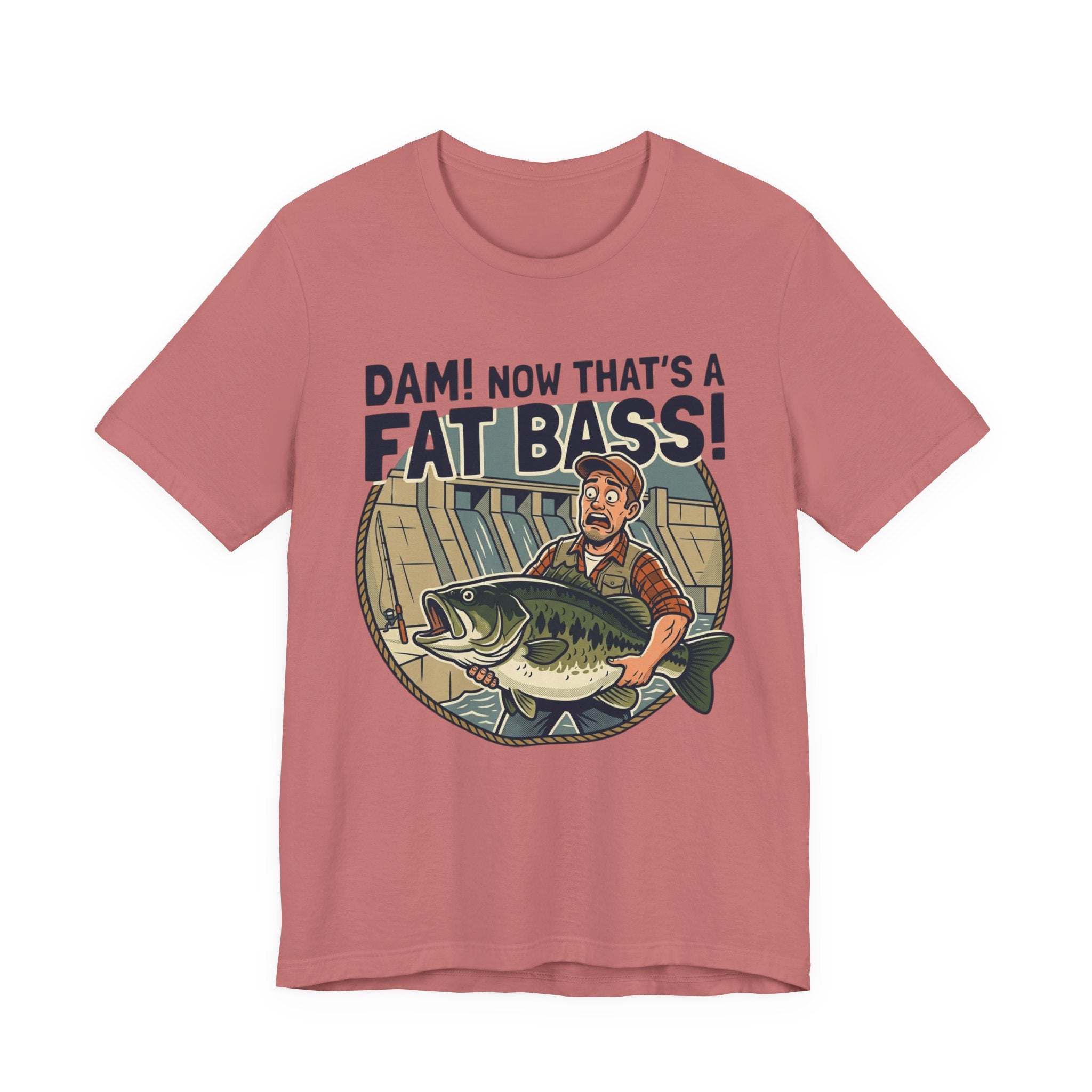 Fishing T‑Shirt – "Dam! Now That’s a Fat Bass!" Retro Angler Tee