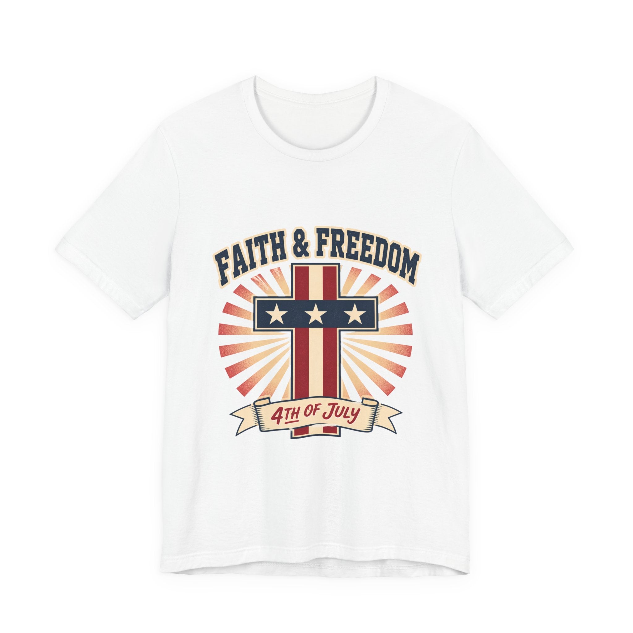Faith & Freedom Cross Tee | Patriotic, Faith-Based July 4th Vintage Americana