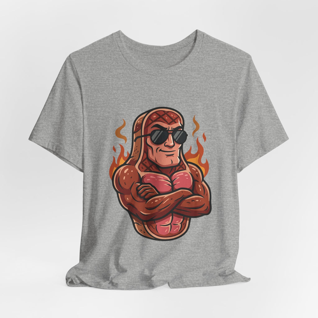 Grillin' Muscle Steak T-Shirt — Funny BBQ Meat Mascot Tee
