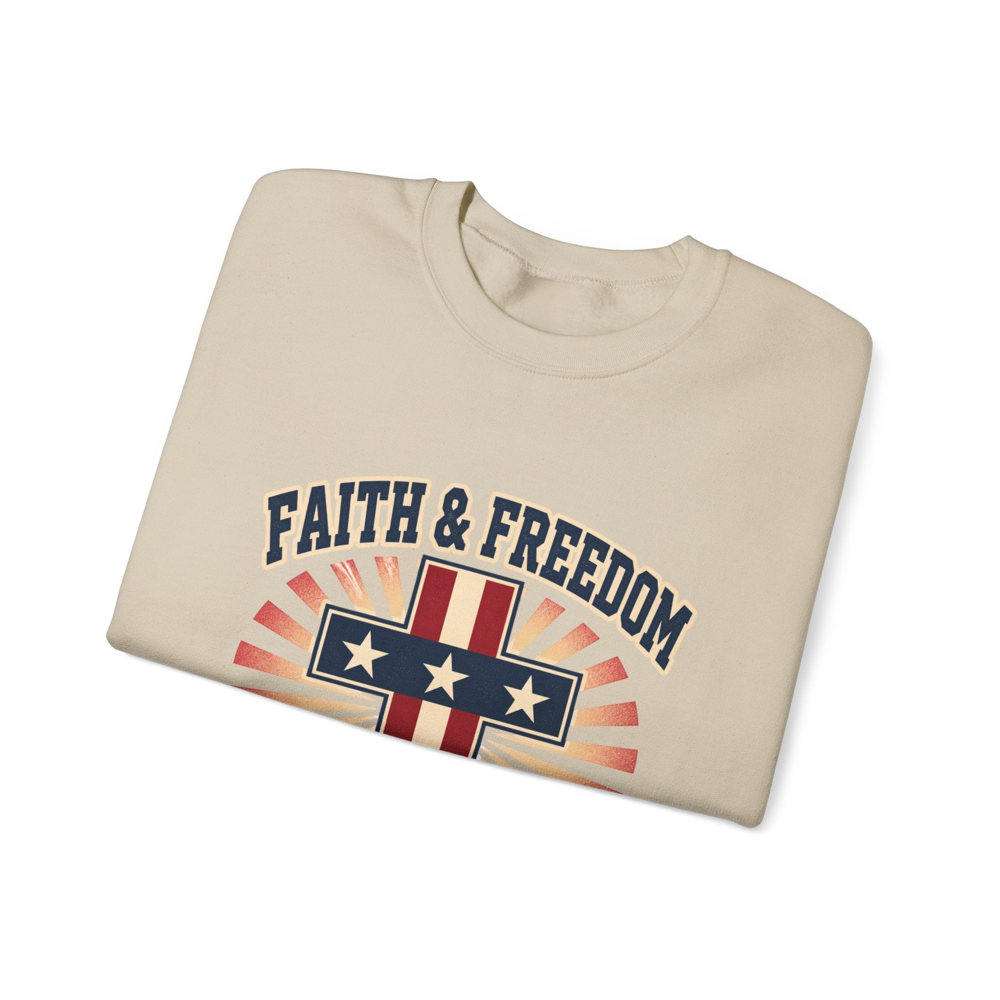 Faith & Freedom Cross Crewneck Sweatshirt | patriotic, vintage Americana