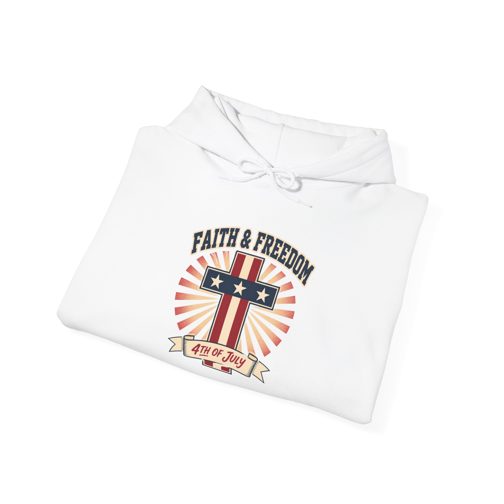 Faith & Freedom Retro Patriotic Hoodie | faith-based July 4th liberty