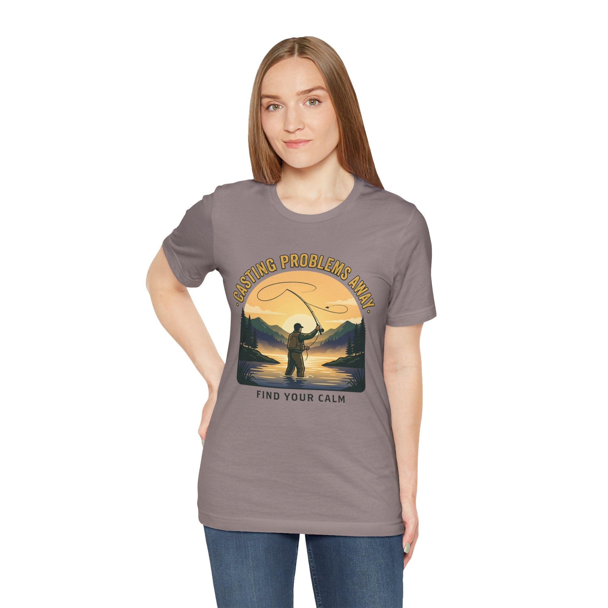 Fishing T-Shirt — "Casting Problems Away, Find Your Calm" Outdoor Angler Tee