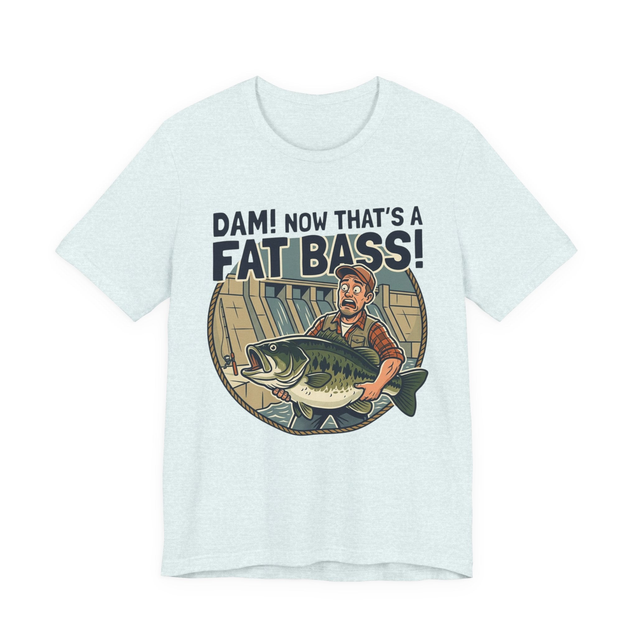 Fishing T‑Shirt – "Dam! Now That’s a Fat Bass!" Retro Angler Tee