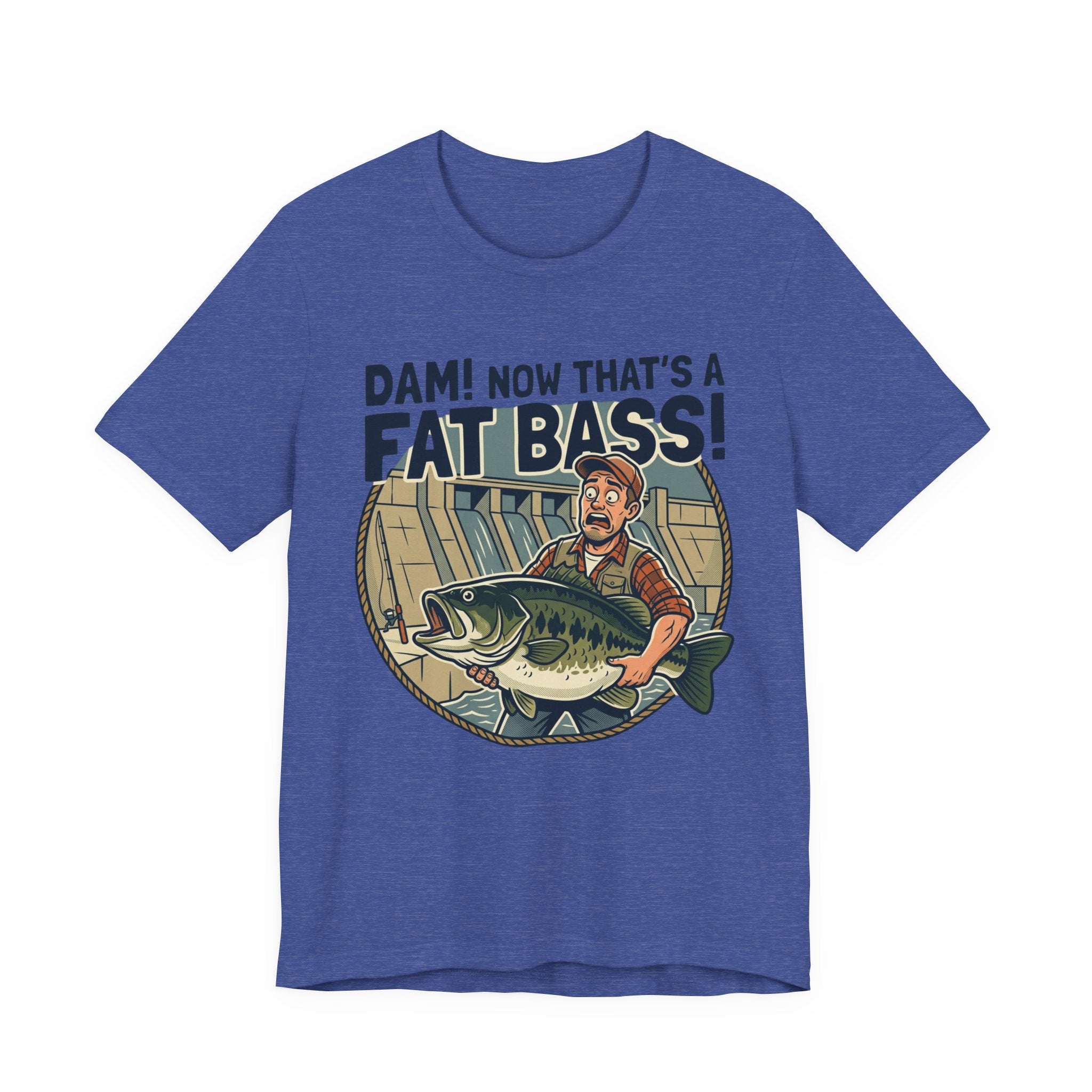 Fishing T‑Shirt – "Dam! Now That’s a Fat Bass!" Retro Angler Tee