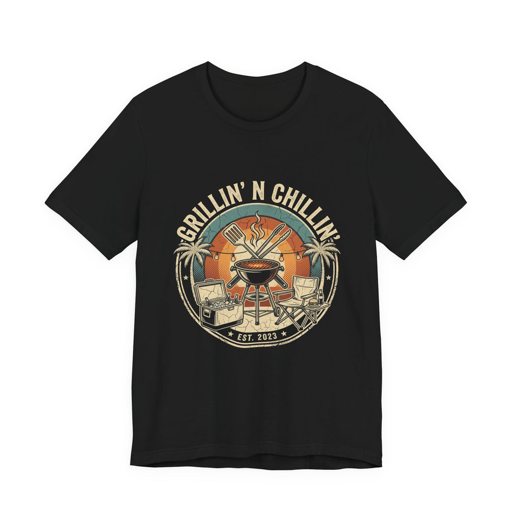 Grillin' N Chillin' T-Shirt - Vintage BBQ Grill Tee for Summer Cookouts