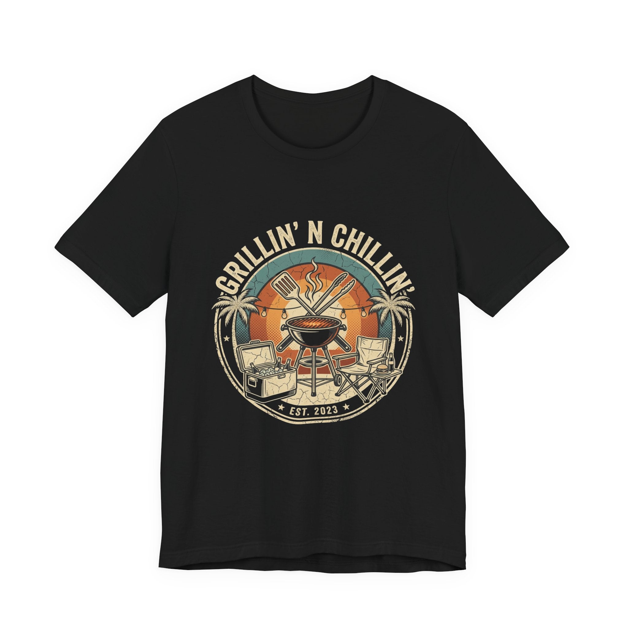Grillin' N Chillin' T-Shirt - Vintage BBQ Grill Tee for Summer Cookouts