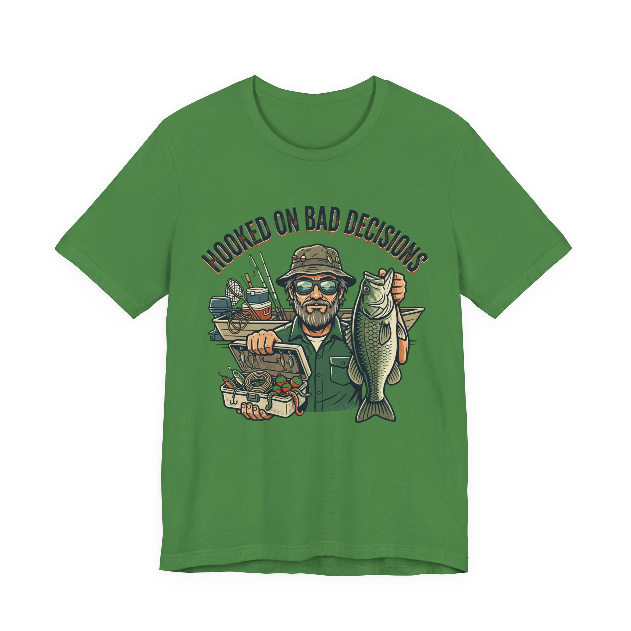 Fishing T-Shirt – "Hooked on Bad Decisions" Humorous Angler Tee