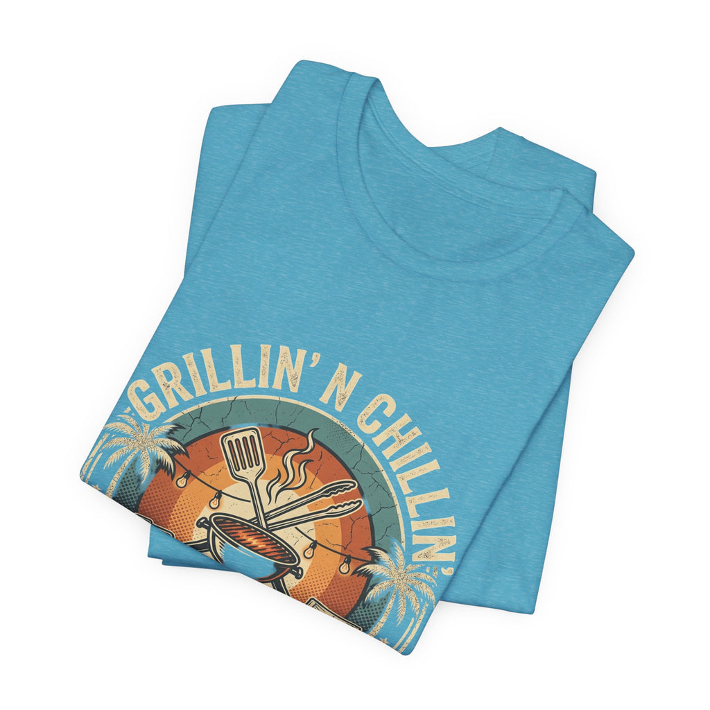 Grillin' N Chillin' T-Shirt - Vintage BBQ Grill Tee for Summer Cookouts