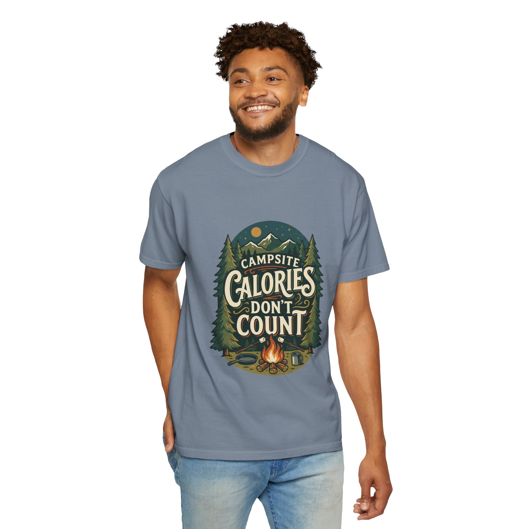 Campsite Calories Don’t Count Graphic T-Shirt — Camping Campfire Outdoors Tee