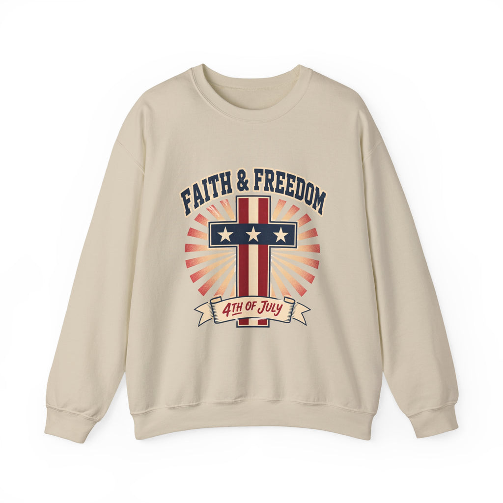 Faith & Freedom Cross Crewneck Sweatshirt | patriotic, vintage Americana