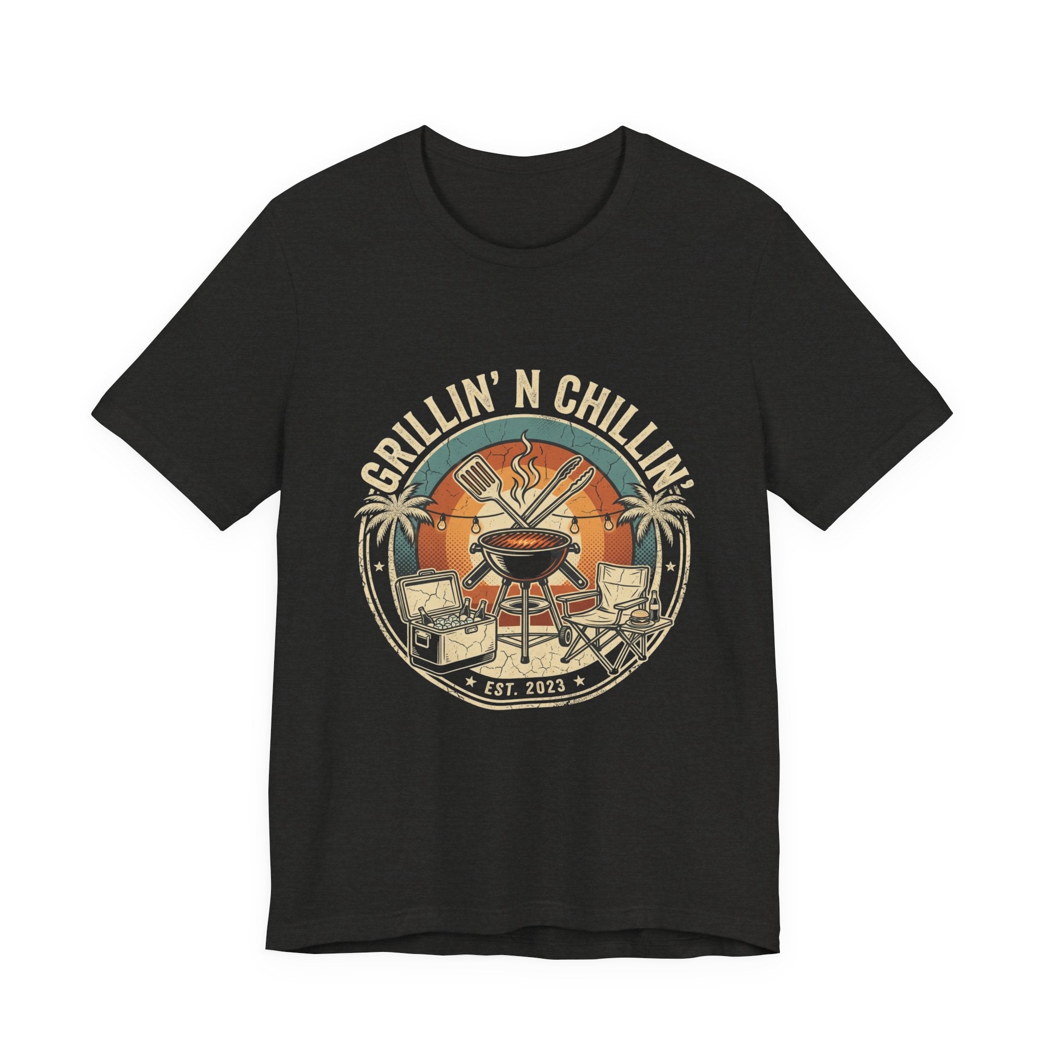 Grillin' N Chillin' T-Shirt - Vintage BBQ Grill Tee for Summer Cookouts