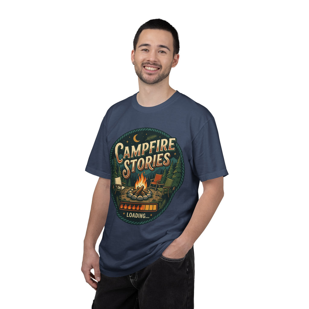 Campfire Stories T-Shirt — Vintage Camping Graphic Tee ("Campfire Stories" Loading)