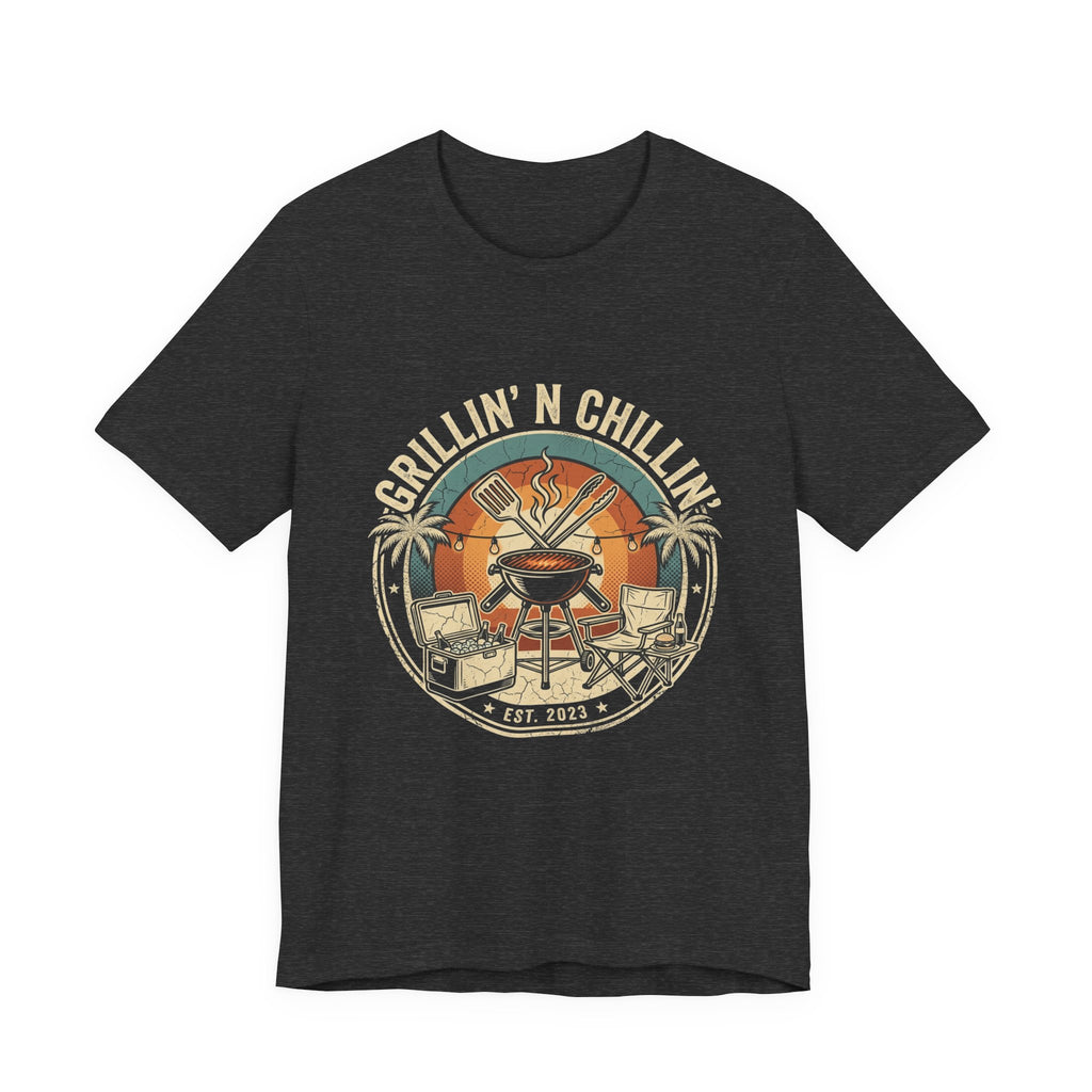 Grillin' N Chillin' T-Shirt - Vintage BBQ Grill Tee for Summer Cookouts