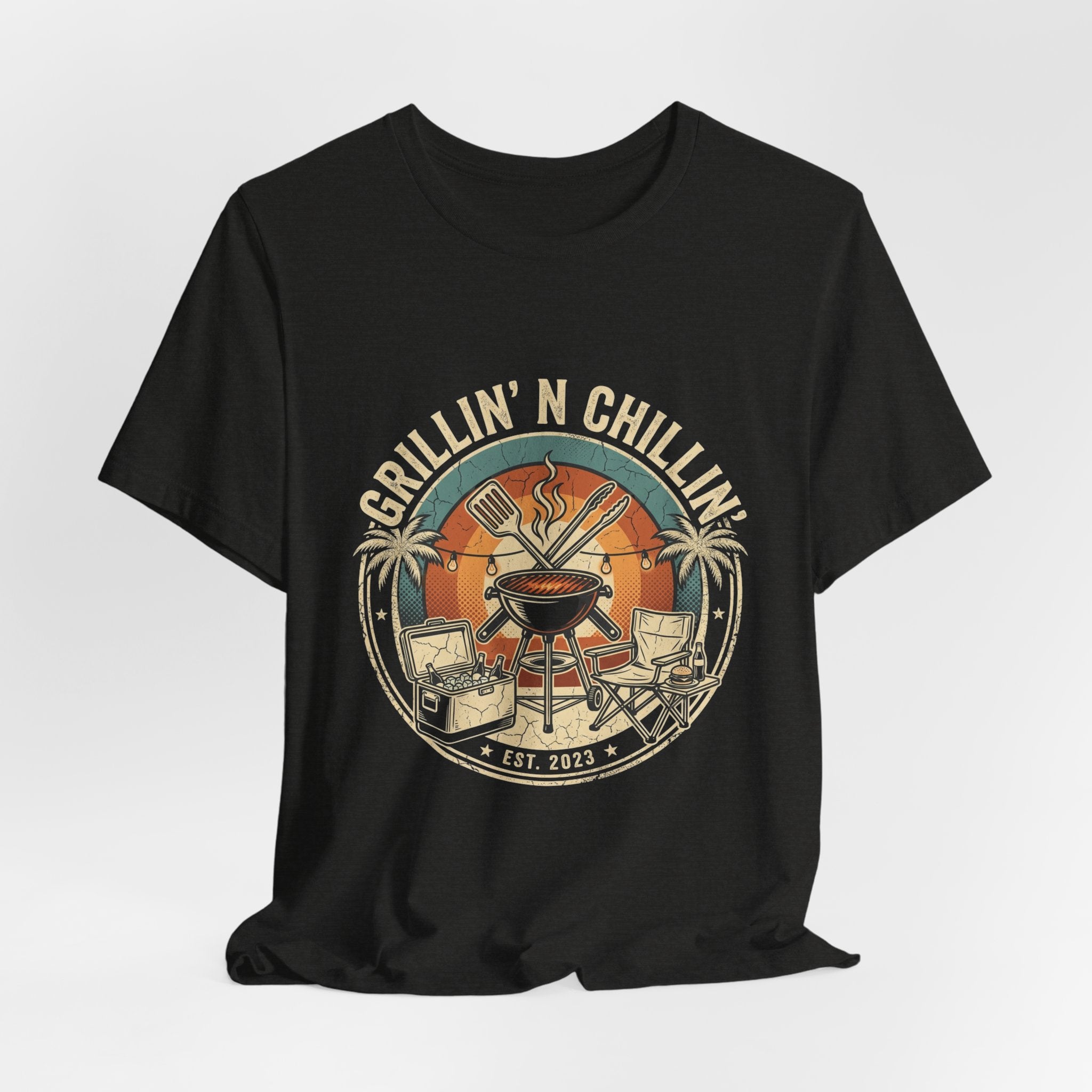Grillin' N Chillin' T-Shirt - Vintage BBQ Grill Tee for Summer Cookouts