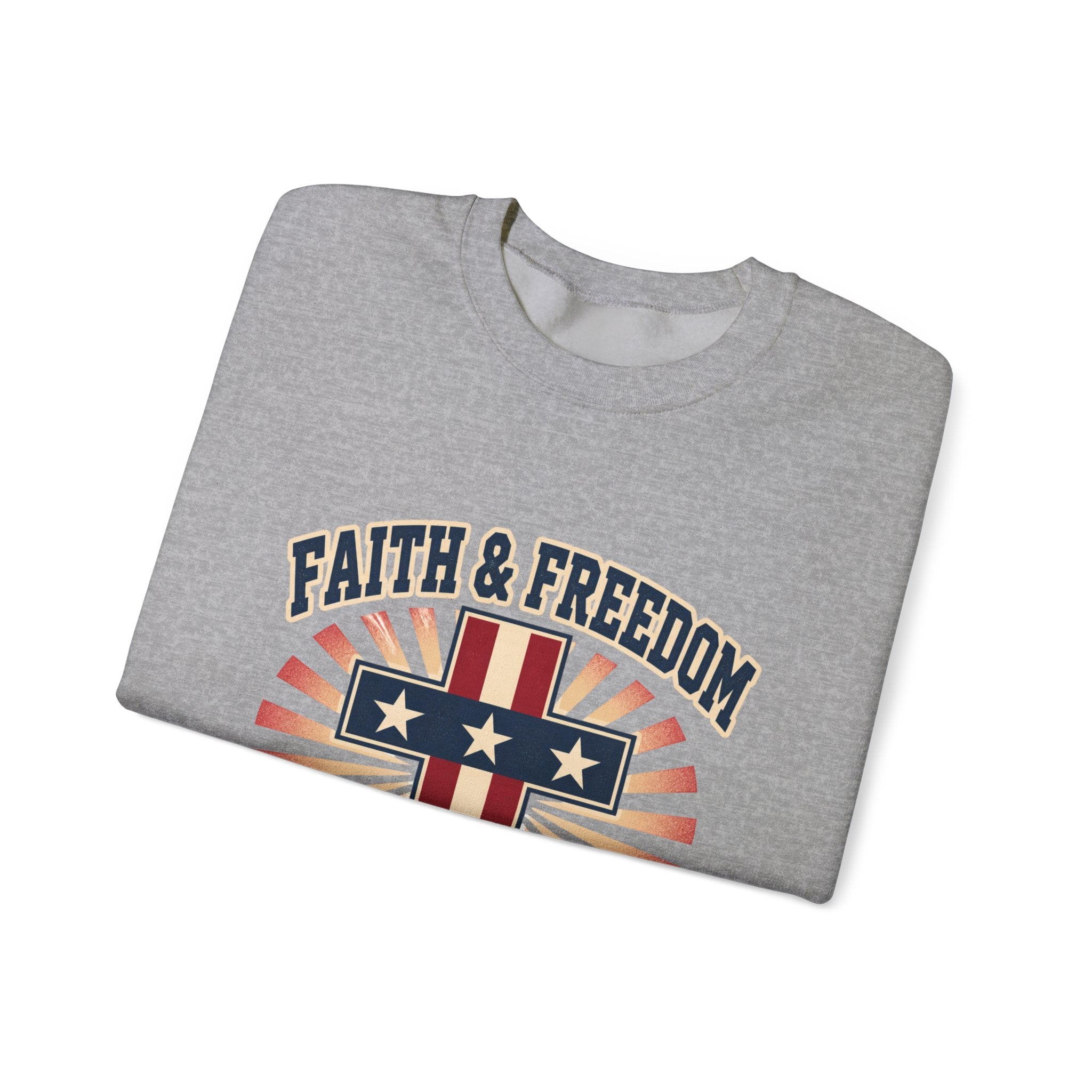 Faith & Freedom Cross Crewneck Sweatshirt | patriotic, vintage Americana