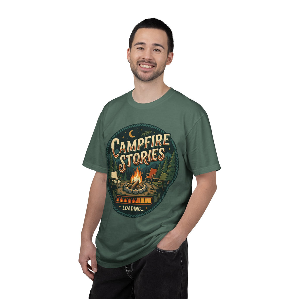Campfire Stories T-Shirt — Vintage Camping Graphic Tee ("Campfire Stories" Loading)