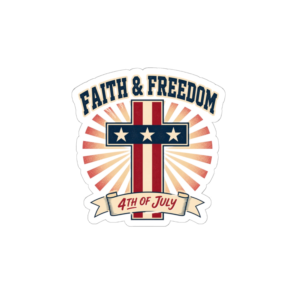 Faith & Freedom Cross Sticker | Patriotic, Faith-Based 4th of July