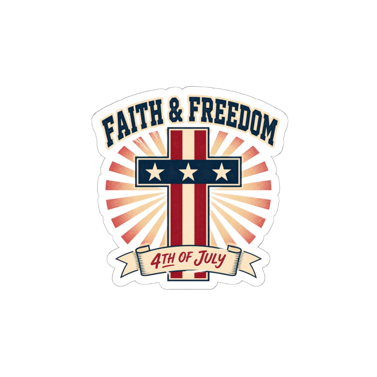 Faith & Freedom Cross Sticker | Patriotic, Faith-Based 4th of July