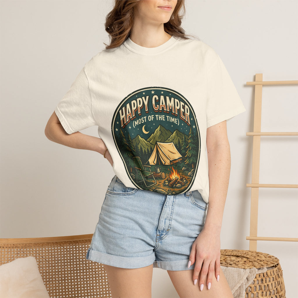 Happy Camper T-Shirt — Campfire Tent Graphic Tee