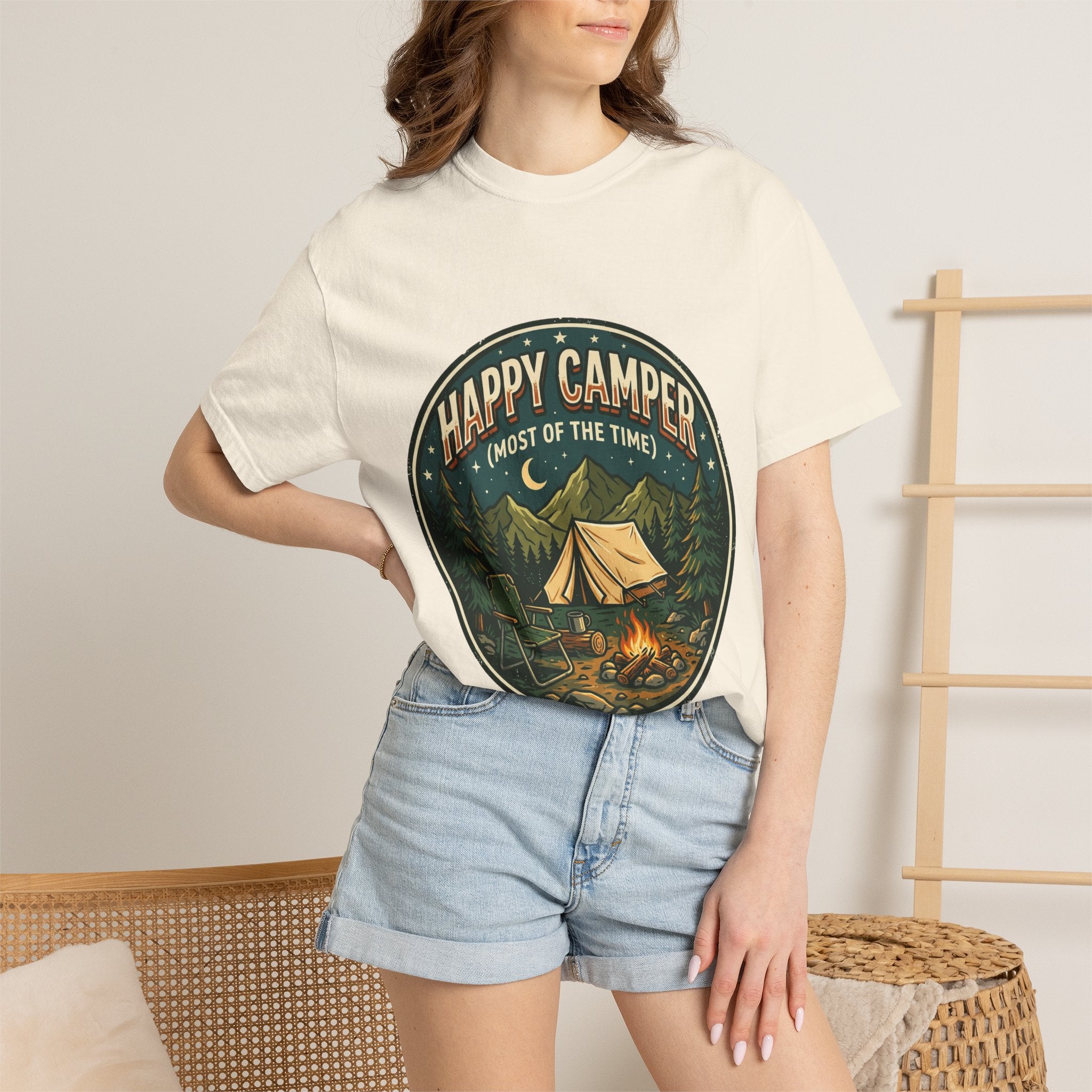 Happy Camper T-Shirt — Campfire Tent Graphic Tee