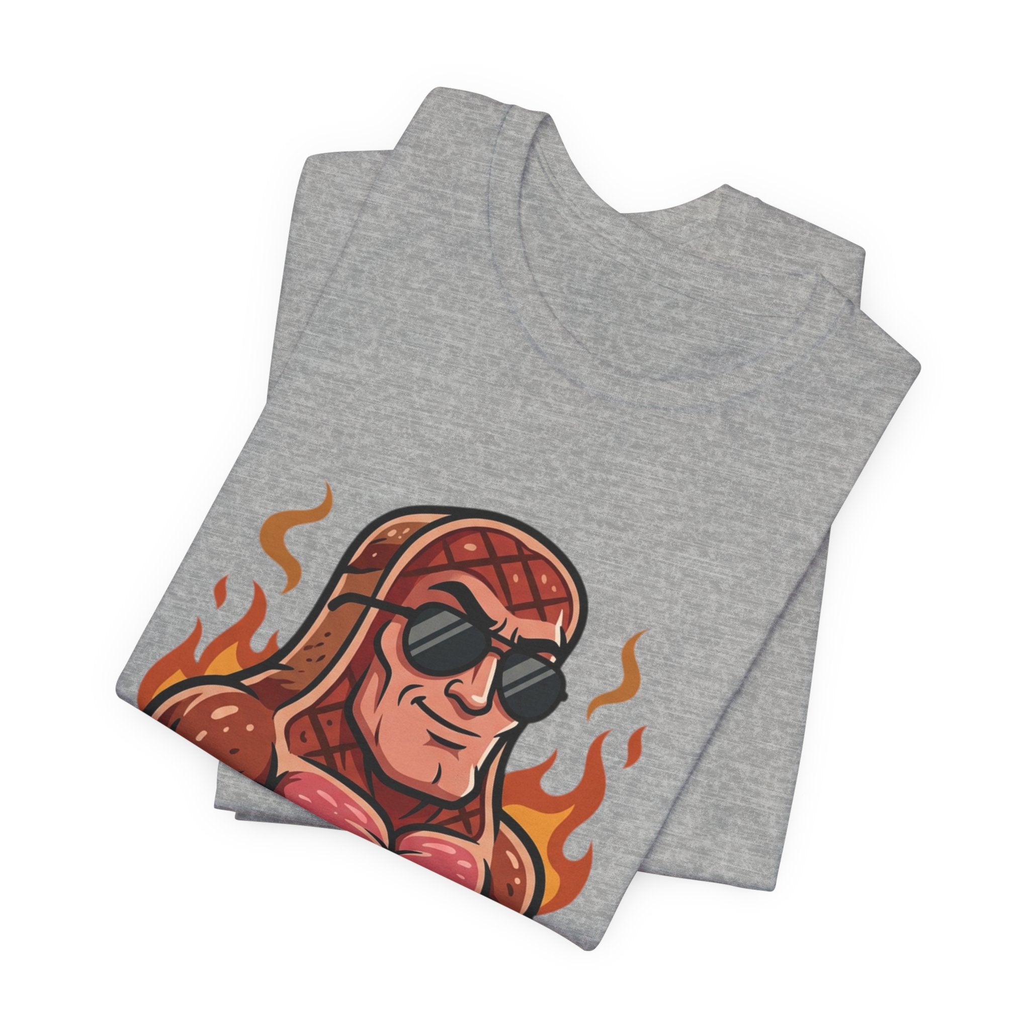 Grillin' Muscle Steak T-Shirt — Funny BBQ Meat Mascot Tee