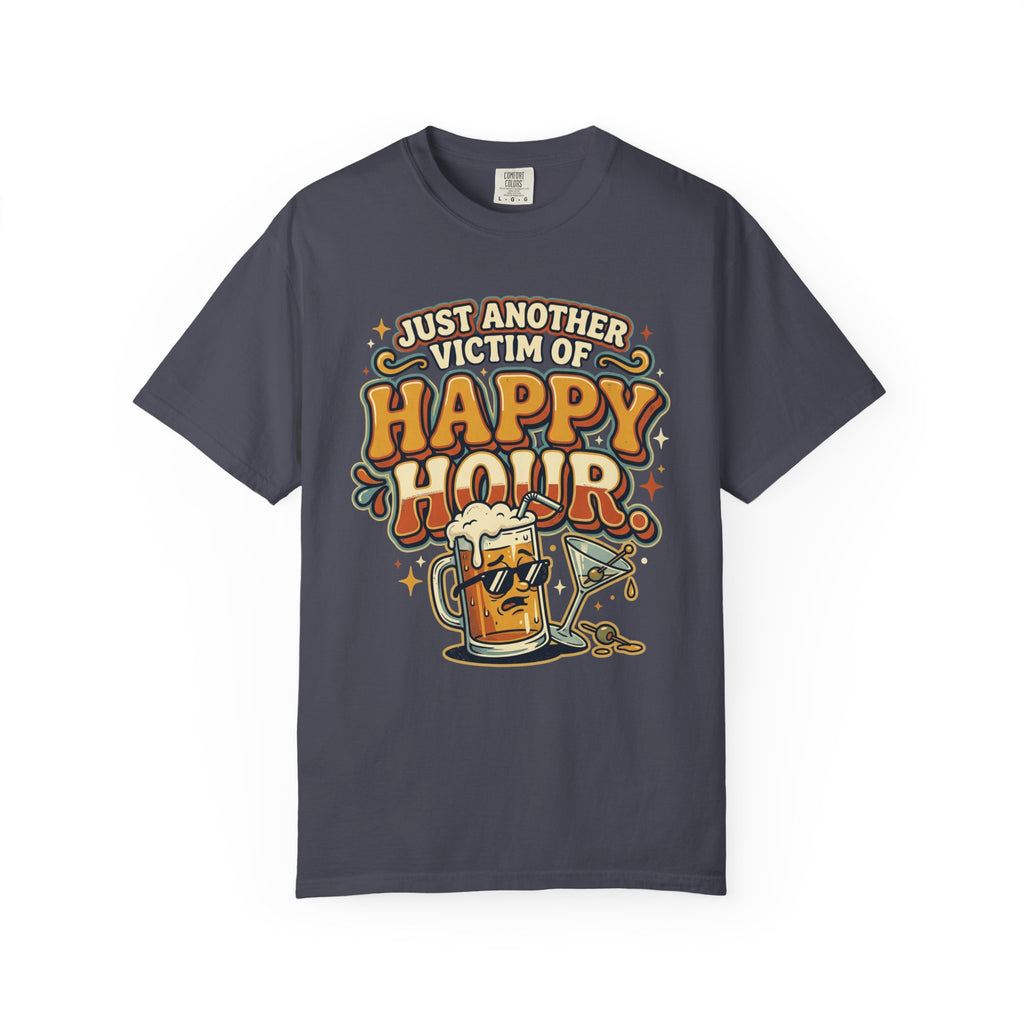 Happy Hour T-Shirt — "Just Another Victim of Happy Hour" Funny Bar Tee