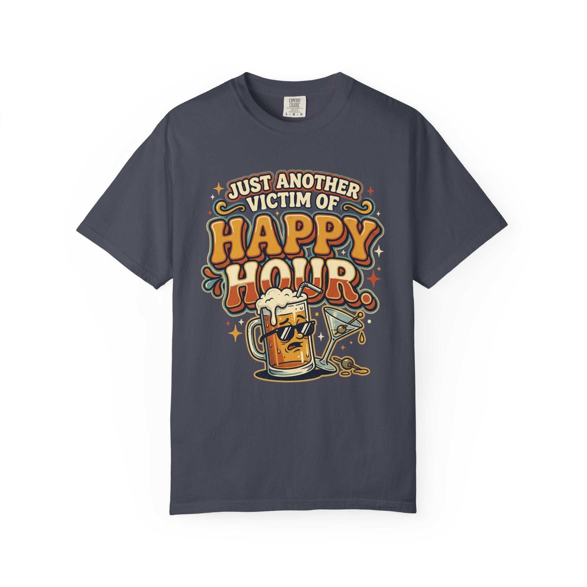 Happy Hour T-Shirt — "Just Another Victim of Happy Hour" Funny Bar Tee