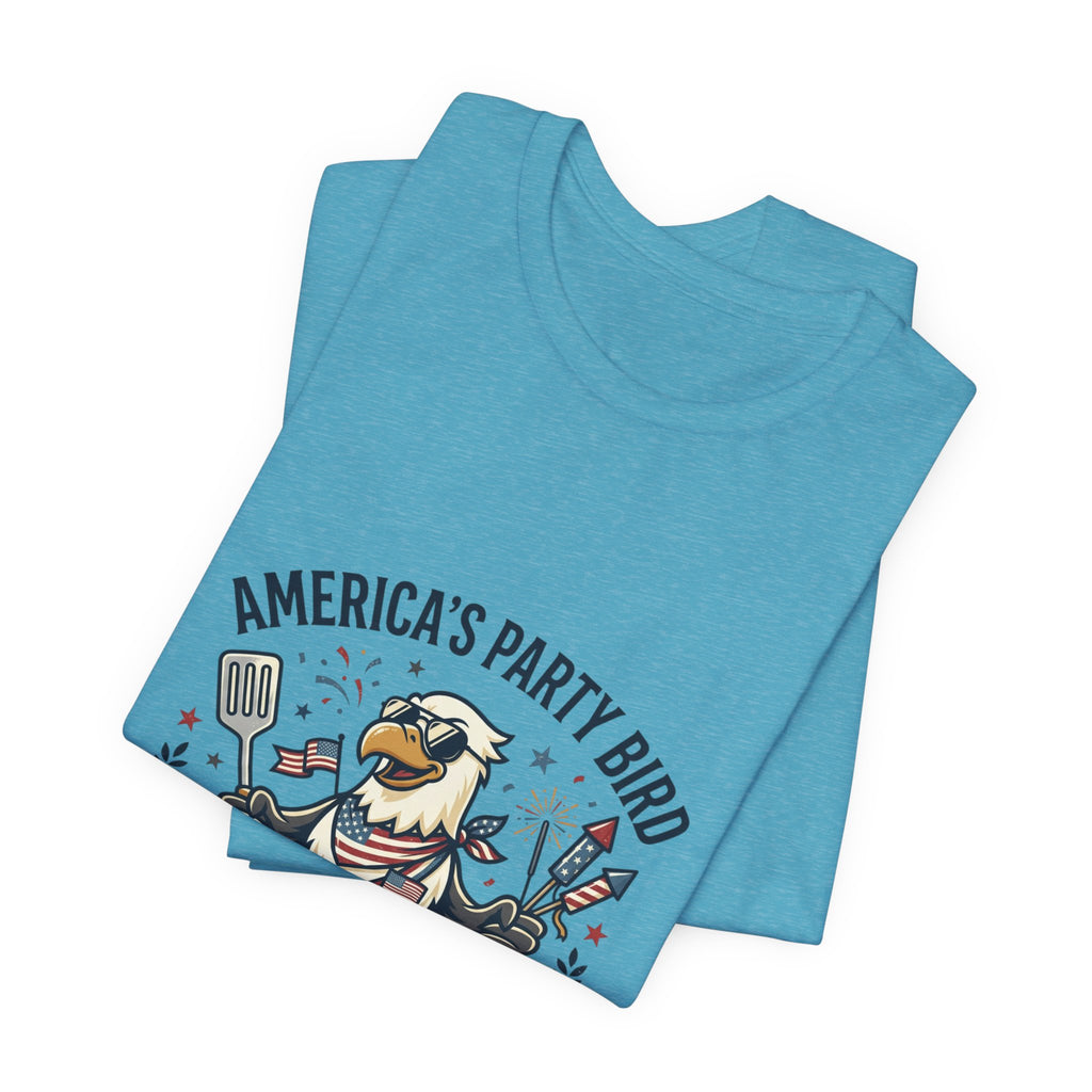 America's Party Bird T-Shirt — Patriotic Eagle BBQ & Fireworks Tee