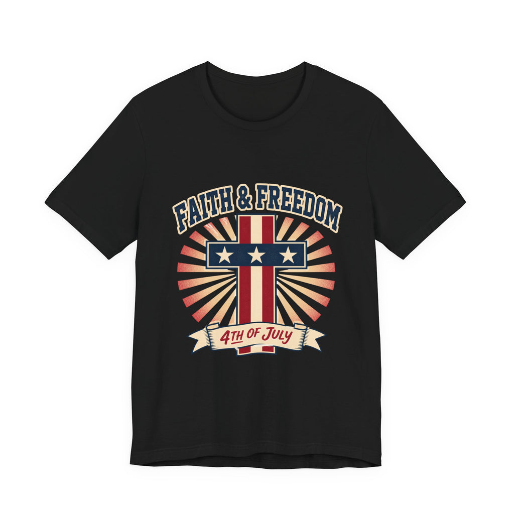 Faith & Freedom Cross Tee | Patriotic, Faith-Based July 4th Vintage Americana