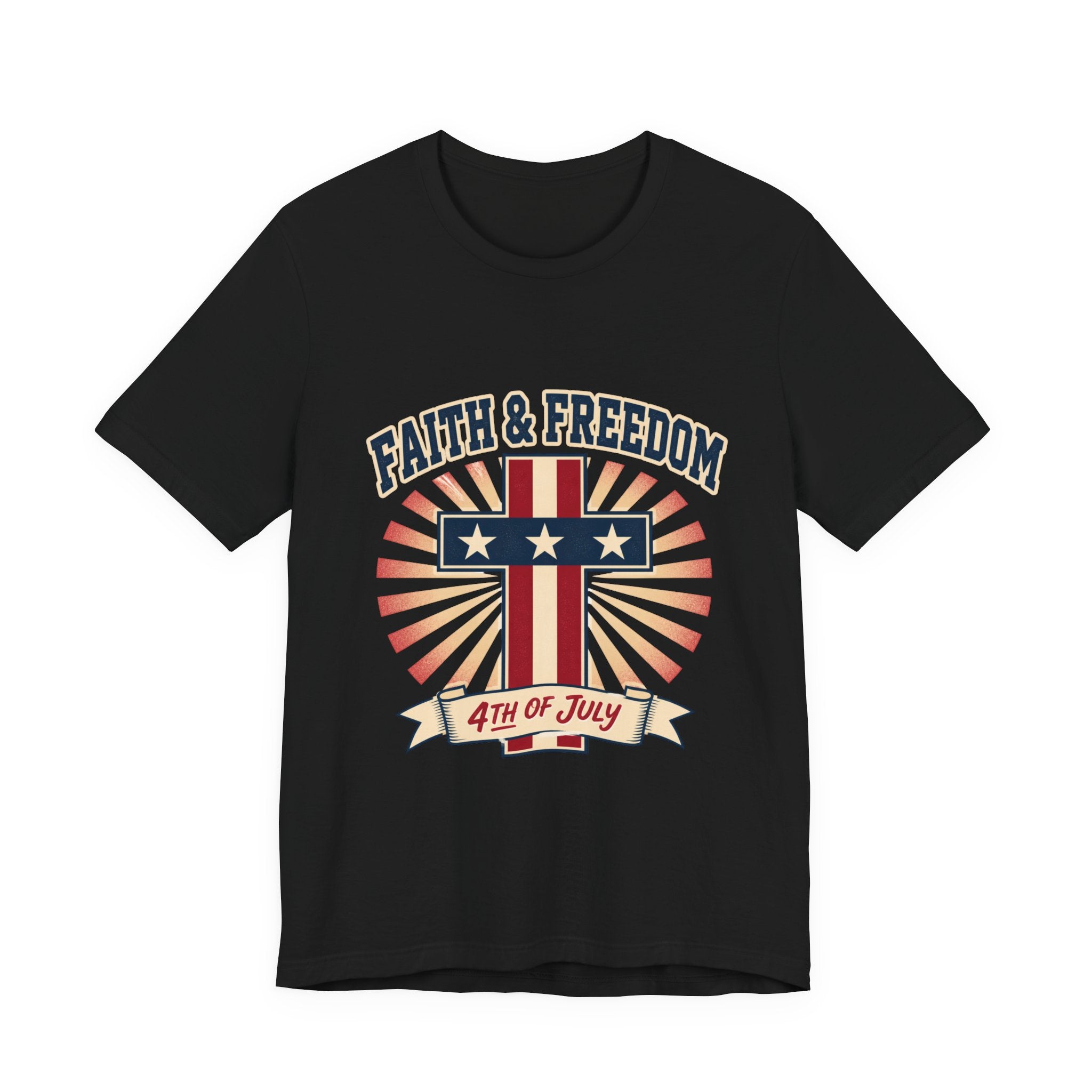 Faith & Freedom Cross Tee | Patriotic, Faith-Based July 4th Vintage Americana