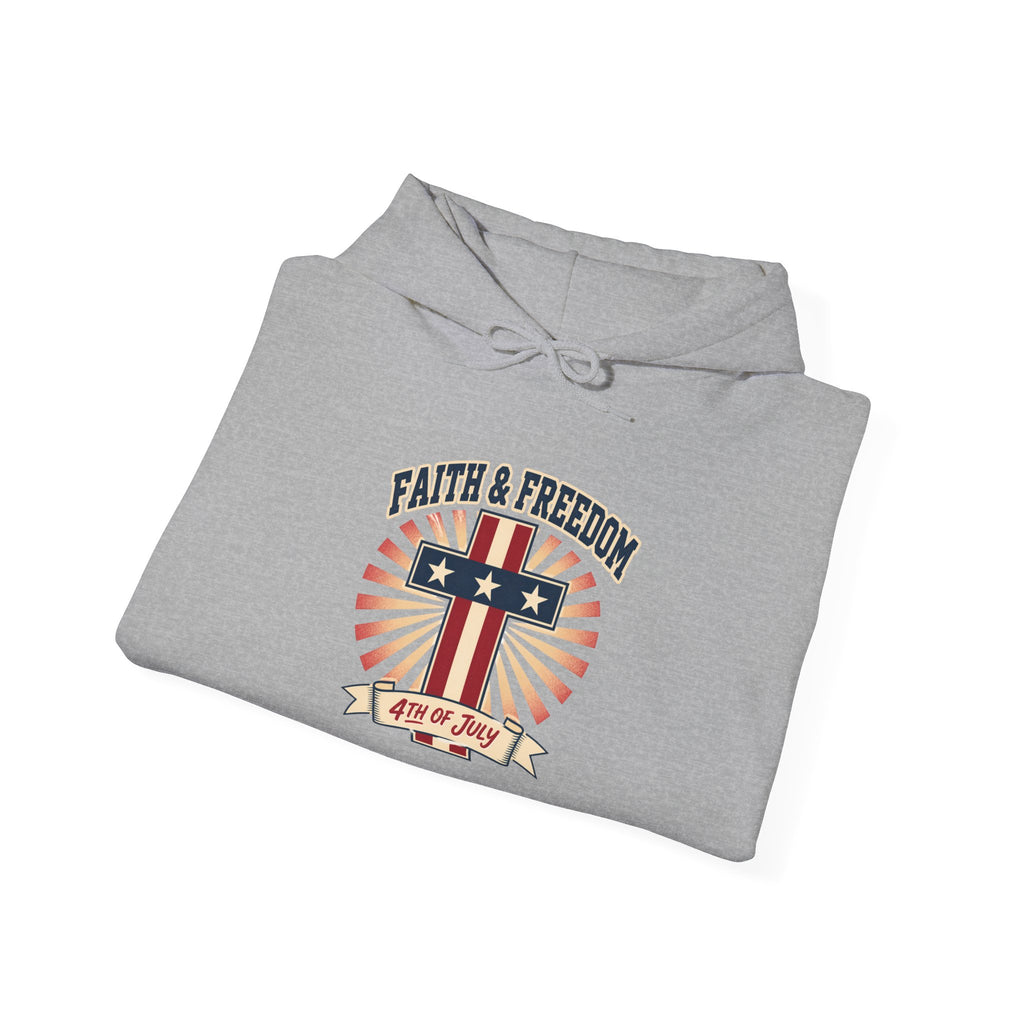 Faith & Freedom Retro Patriotic Hoodie | faith-based July 4th liberty