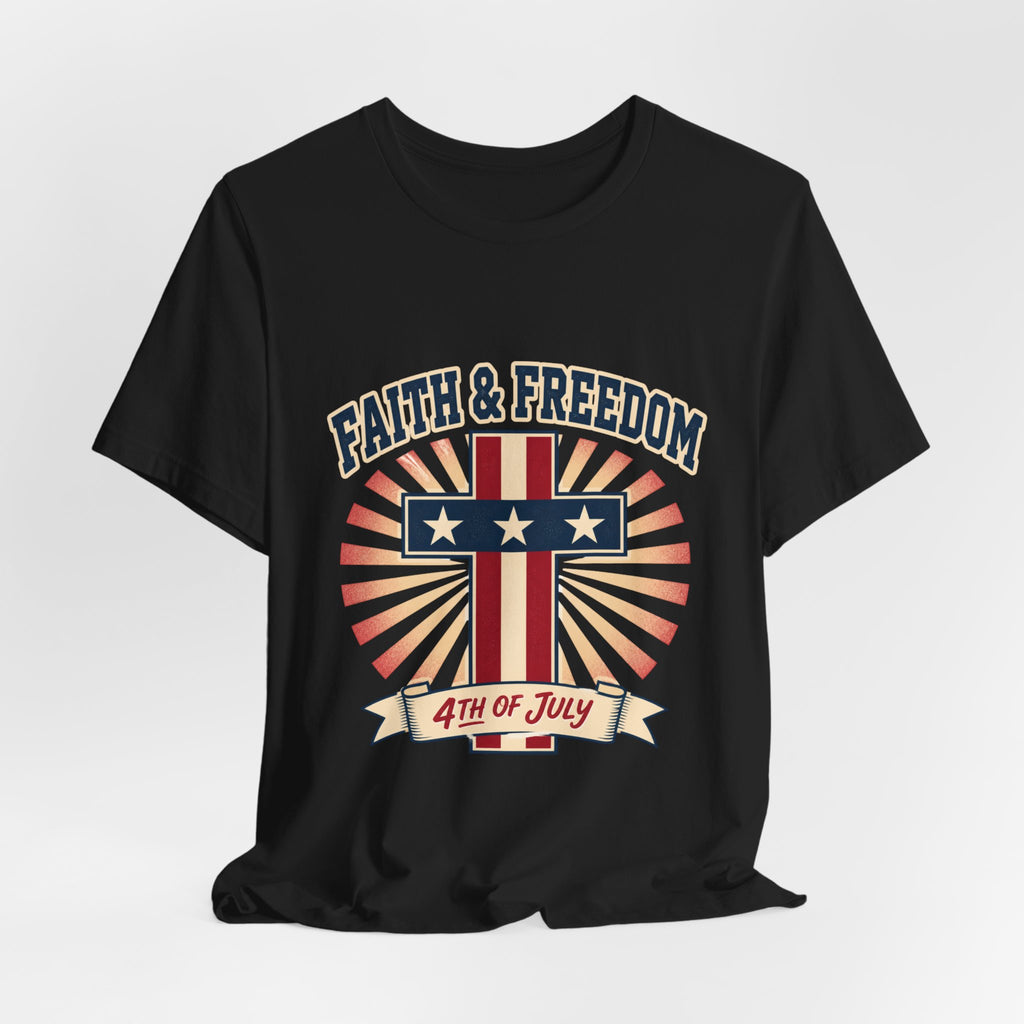 Faith & Freedom Cross Tee | Patriotic, Faith-Based July 4th Vintage Americana