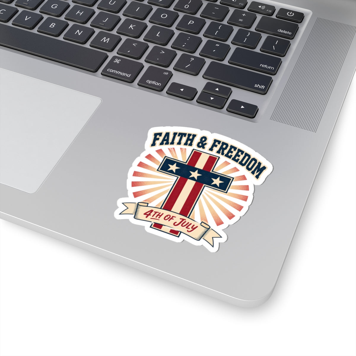 Faith & Freedom Cross Sticker | Patriotic, Faith-Based 4th of July