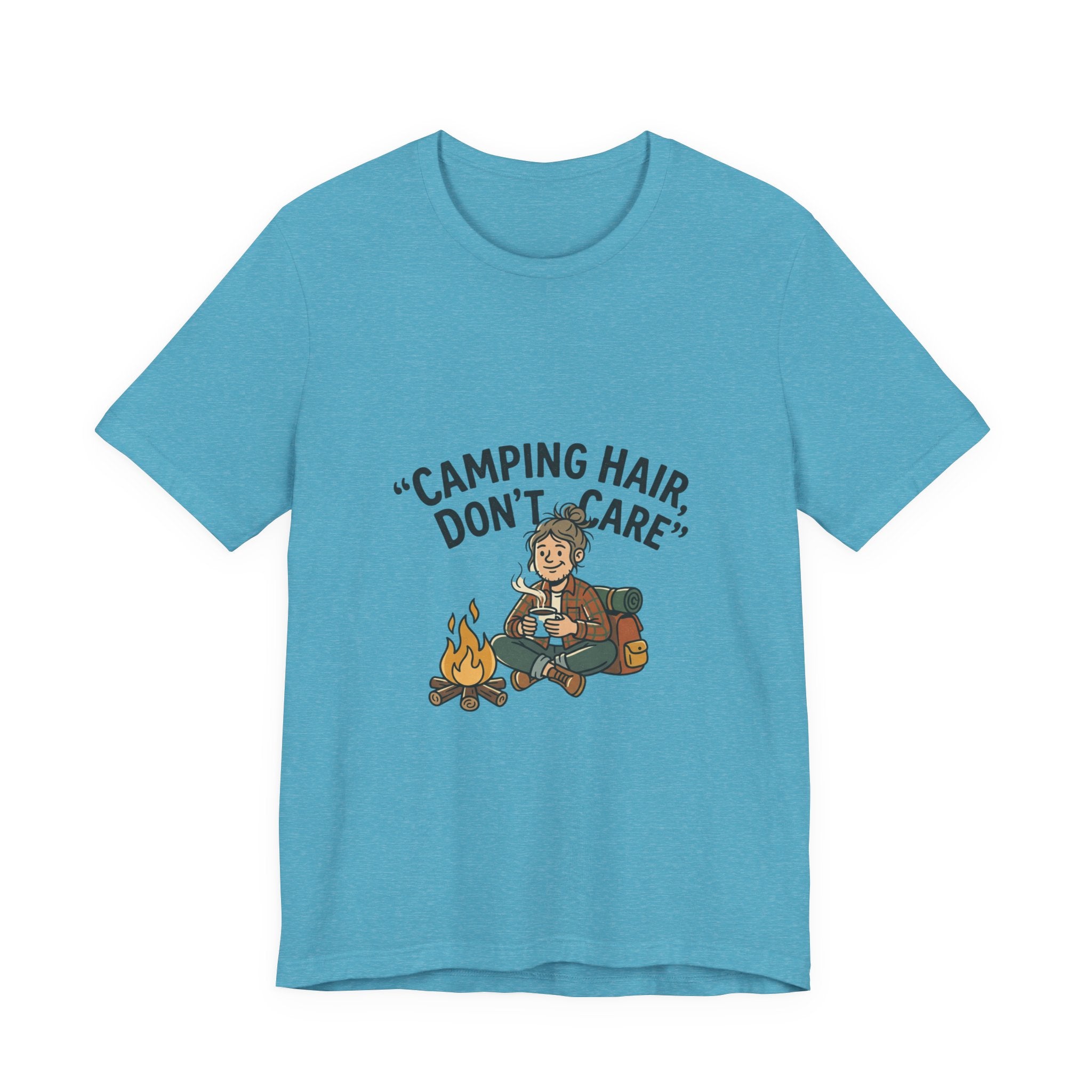 Camping Hair Don't Care T-Shirt - Funny Camper Graphic Tee for Outdoor Lovers