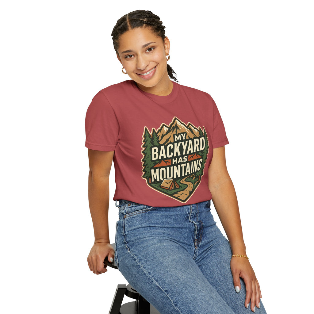 My Backyard Has Mountains T-Shirt — Outdoor Camping Graphic Tee