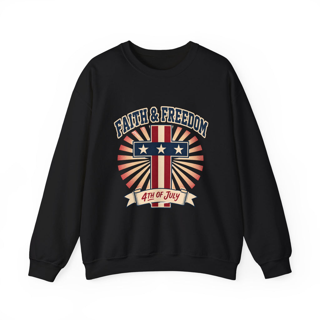Faith & Freedom Cross Crewneck Sweatshirt | patriotic, vintage Americana