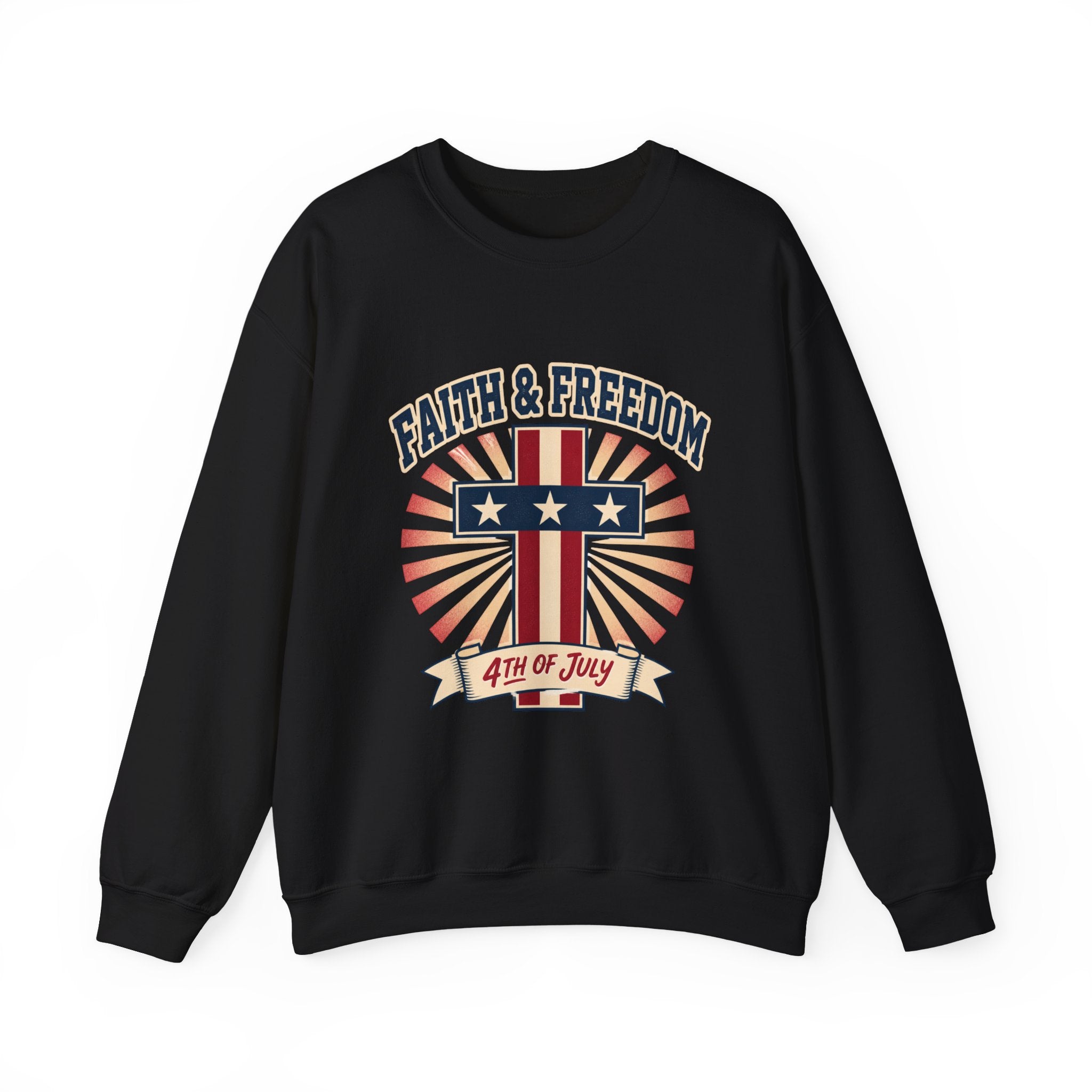 Faith & Freedom Cross Crewneck Sweatshirt | patriotic, vintage Americana