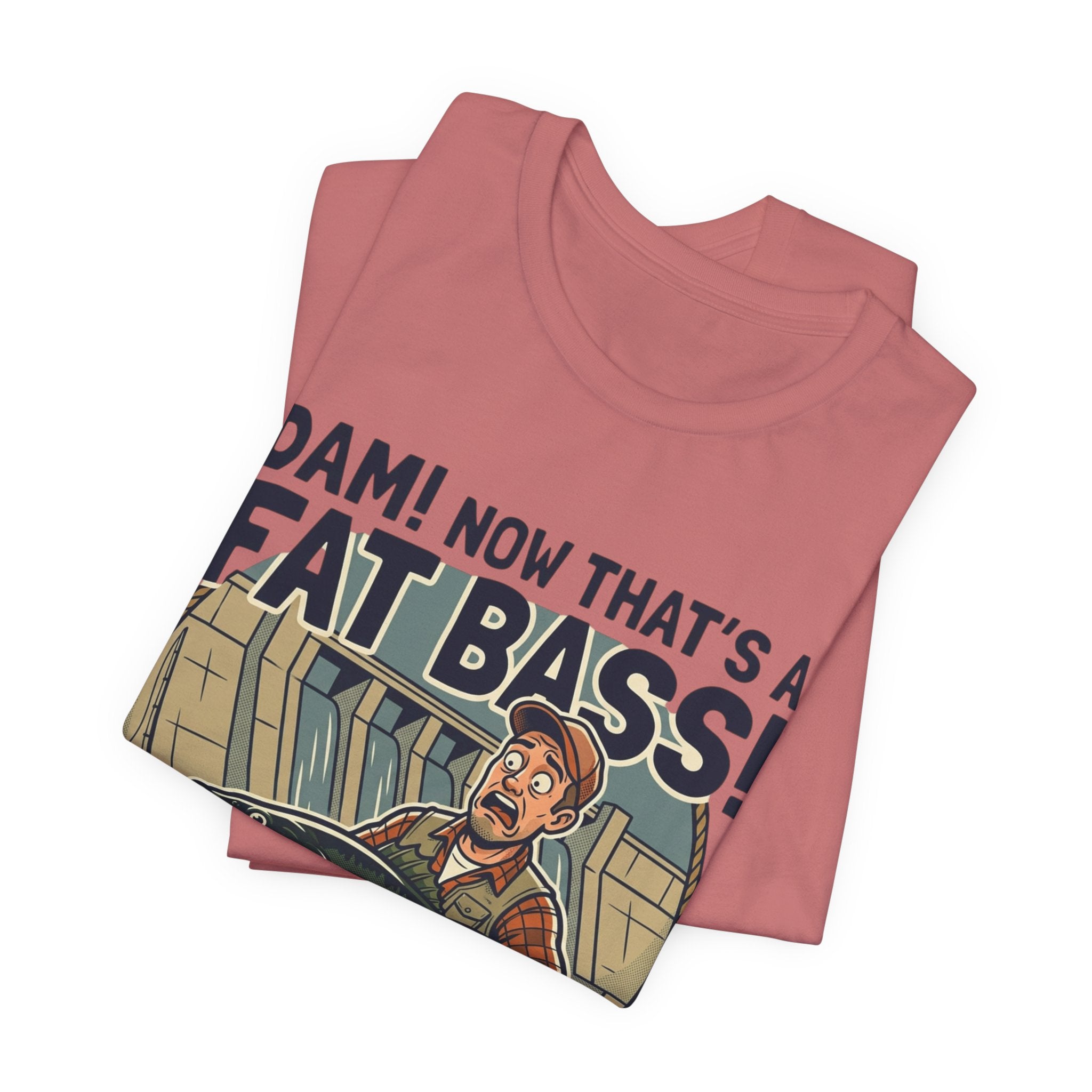 Fishing T‑Shirt – "Dam! Now That’s a Fat Bass!" Retro Angler Tee